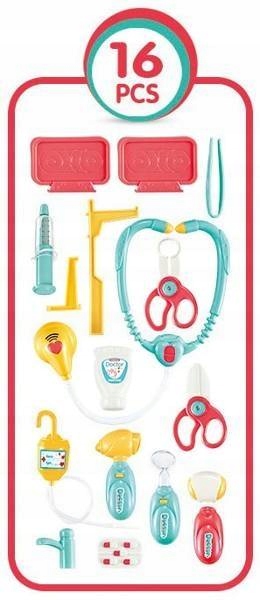 MAŁY LEKARZ DOKTOR W WALIZCE DUŻY ZESTAW ŚWIATŁO DŻWIĘK Materiał plastik