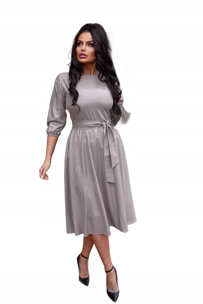 Šaty Midi pro speciální příležitosti Kávová s leskem 36