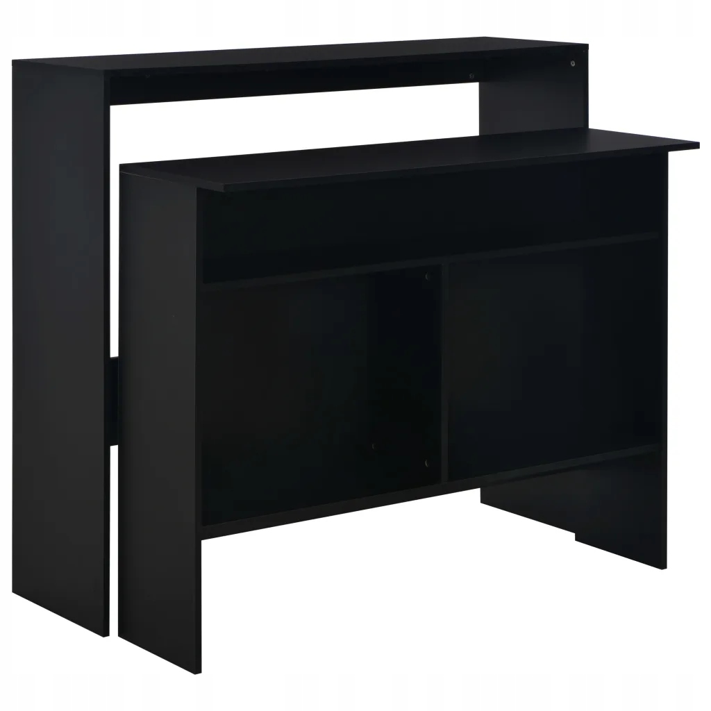 Petrashop Barový stůl se 2 stolními deskami černý 130 x 40 x 120 cm Černý