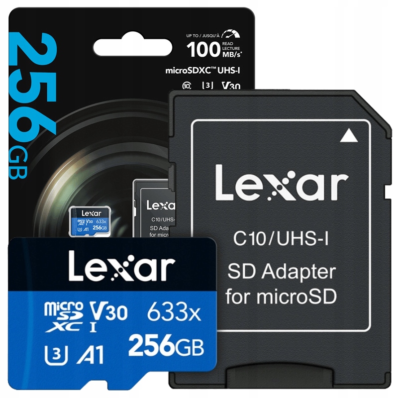 Lexar 633x Karta Pamięci Micro Sdxc 256GB Pamięć Class 10 Uhs-i U3 V30 A1