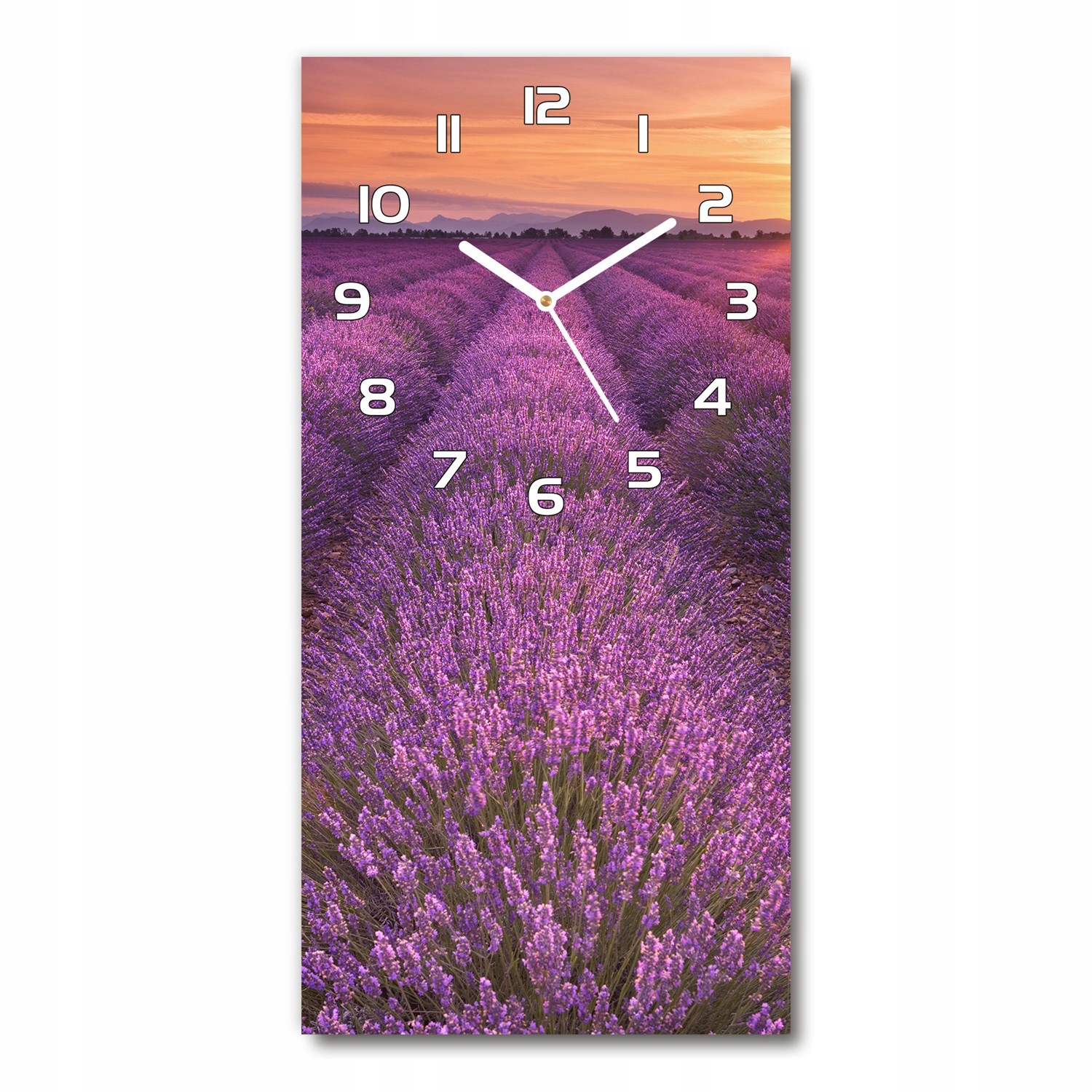 

Cichy pionowy zegar na ścianę Pole lawendy 30x60cm