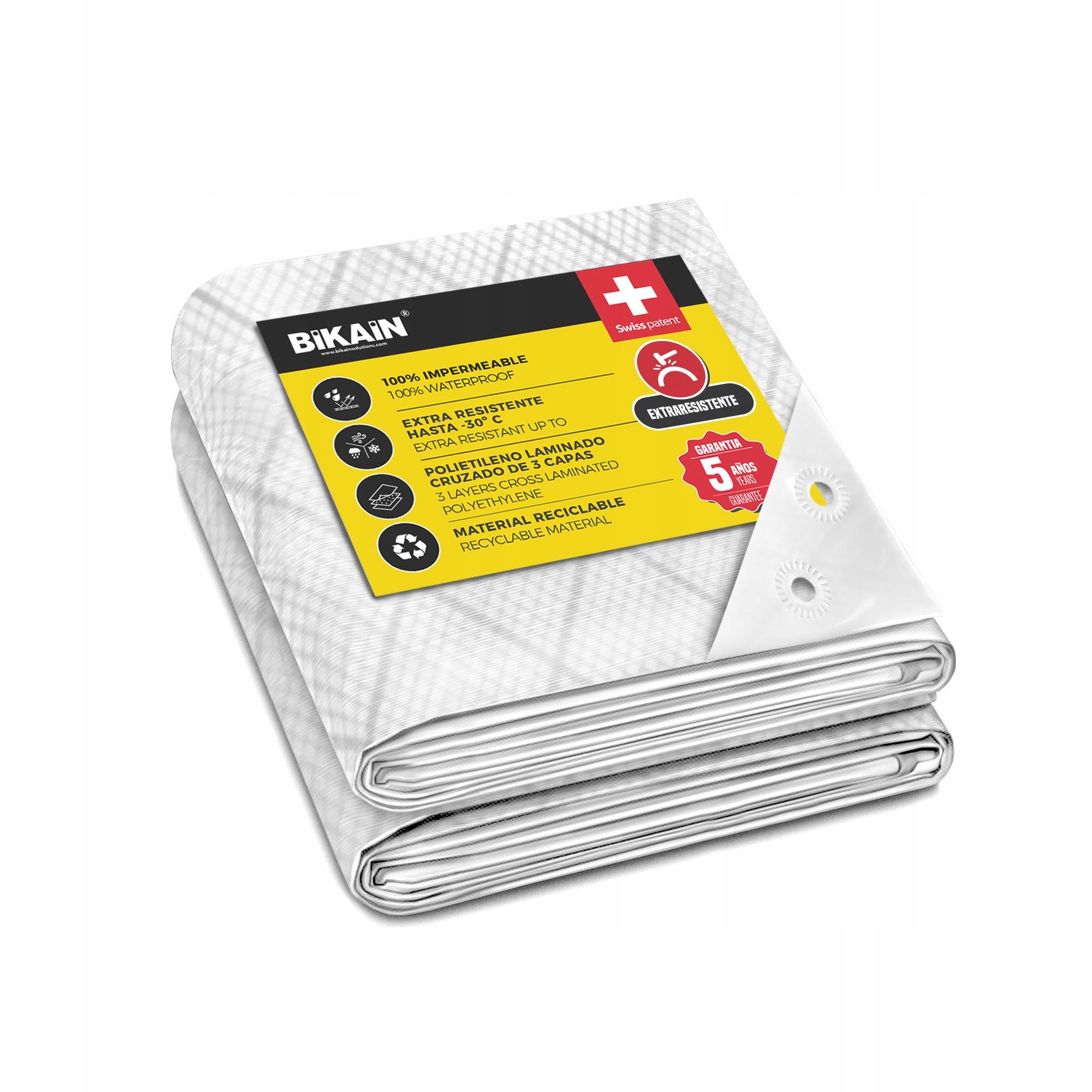 BIKAIN WODOODPORNA PLANDEKA ZEWNĘTRZNA - 120 G/M2-5 X 8 M - BIAŁY