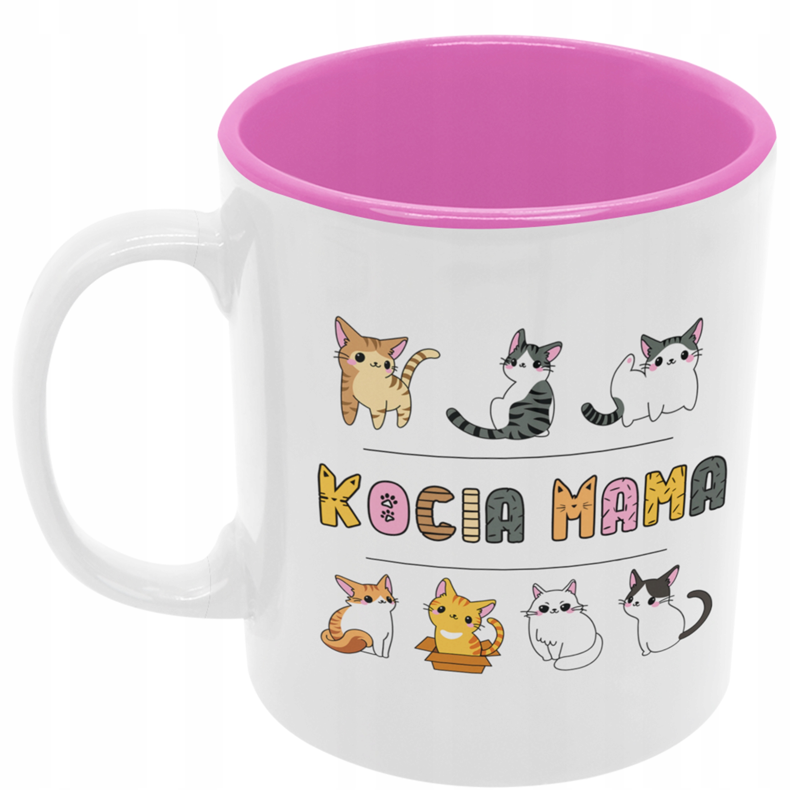 

Kubek Kot z Kotem kocia mama różowy środek