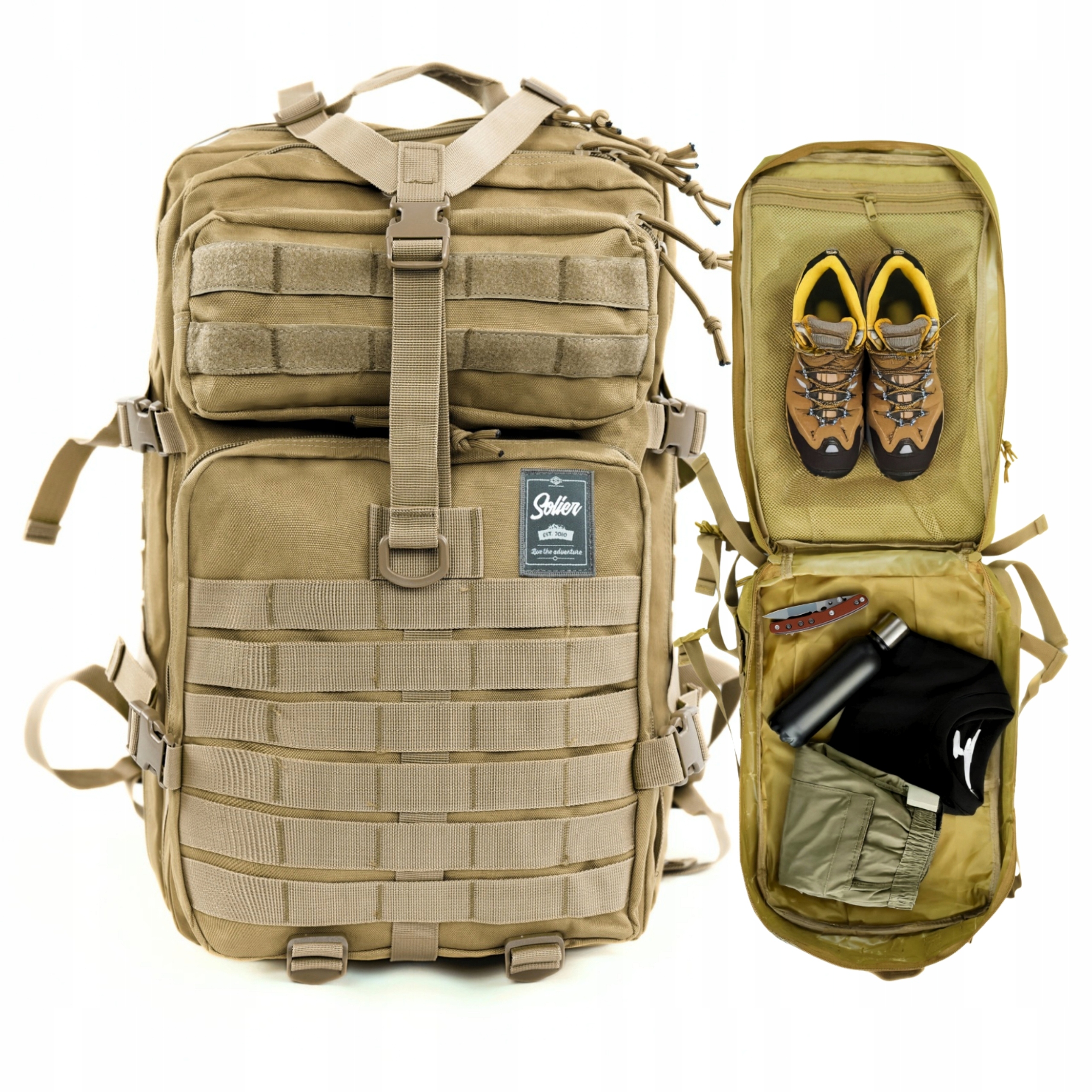 Batoh vojenský taktický pro přežití vojenský skautský Molle 50L Solier