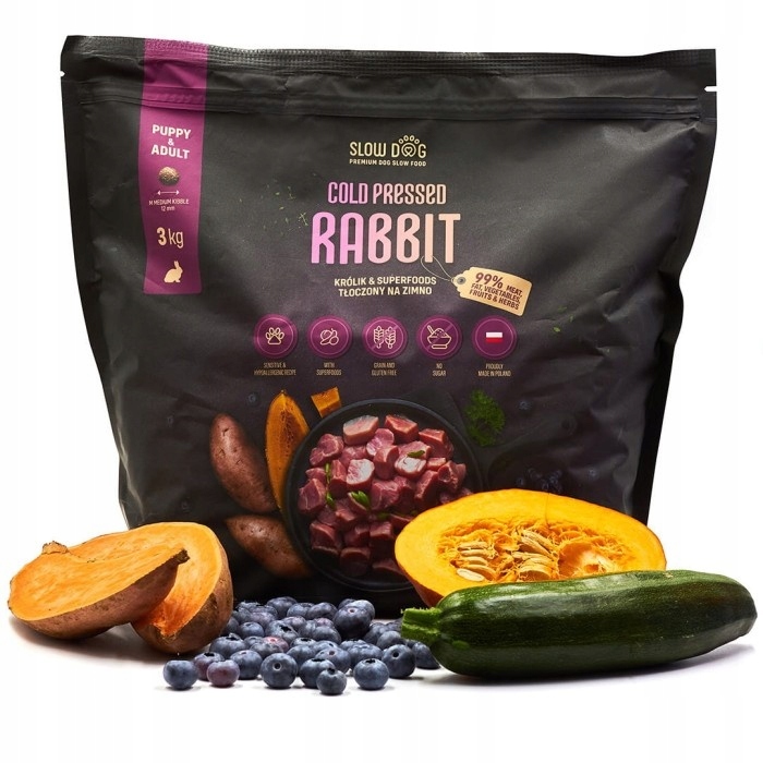 Slow Dog Królik & Superfoods 3kg Karma Tłoczona Na Zimno