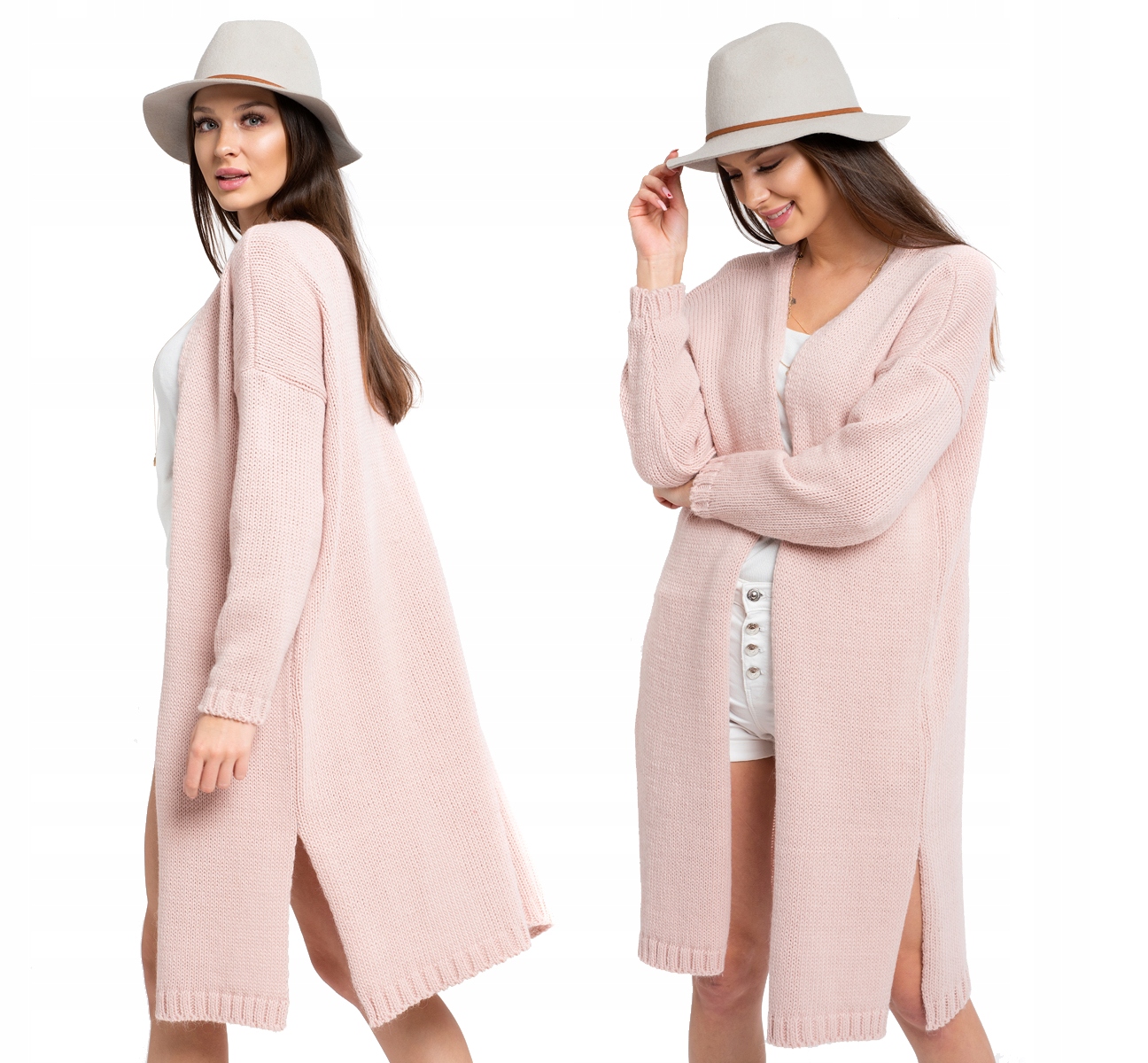 MARGO DŁUGI CIEPŁY SWETER KARDIGAN PŁASZCZYK WEŁNA