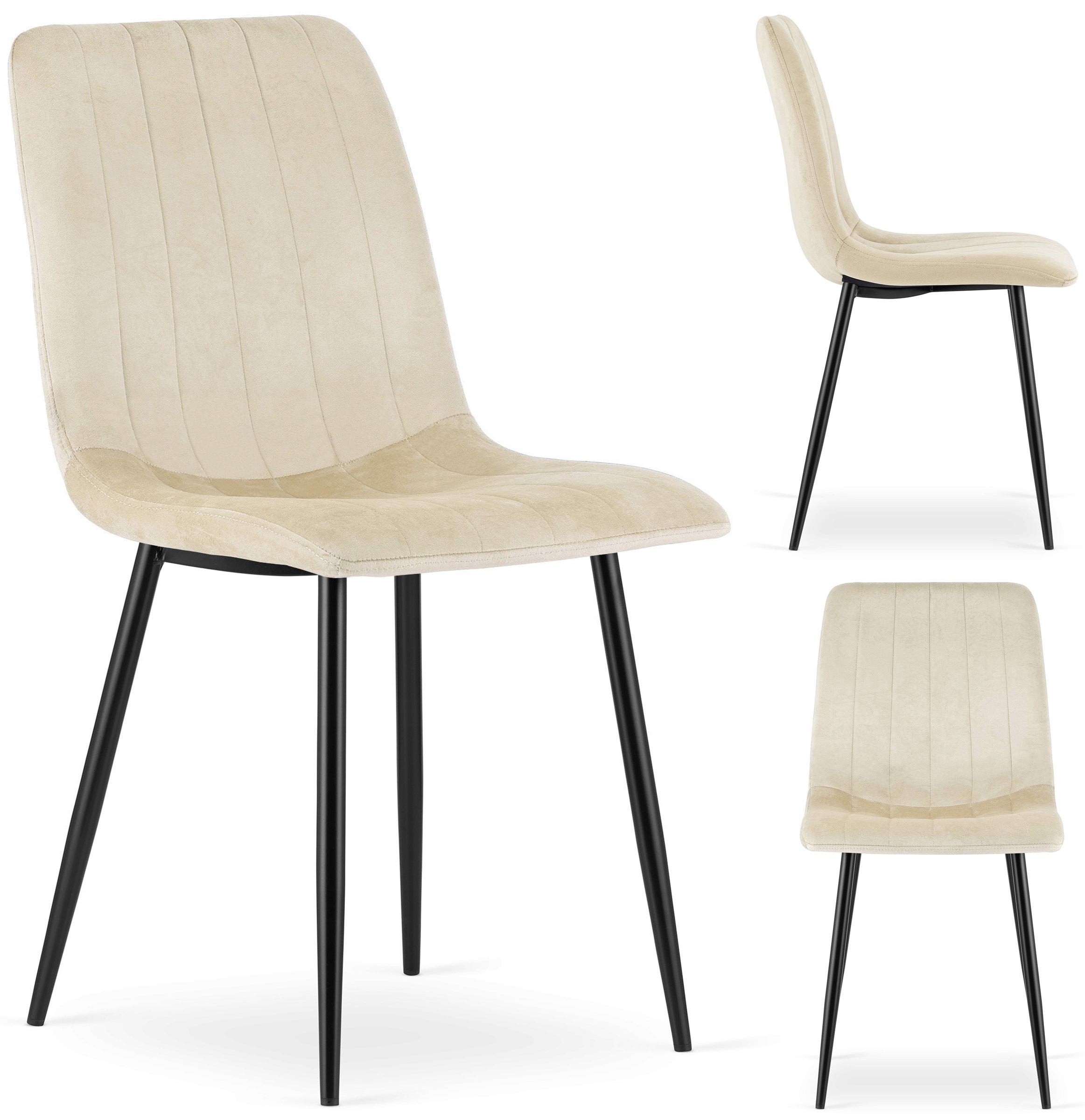 Krzesło Tapicerowane Welurowe Velvet do Salonu Kuchni Jadalni Beżowe Simple