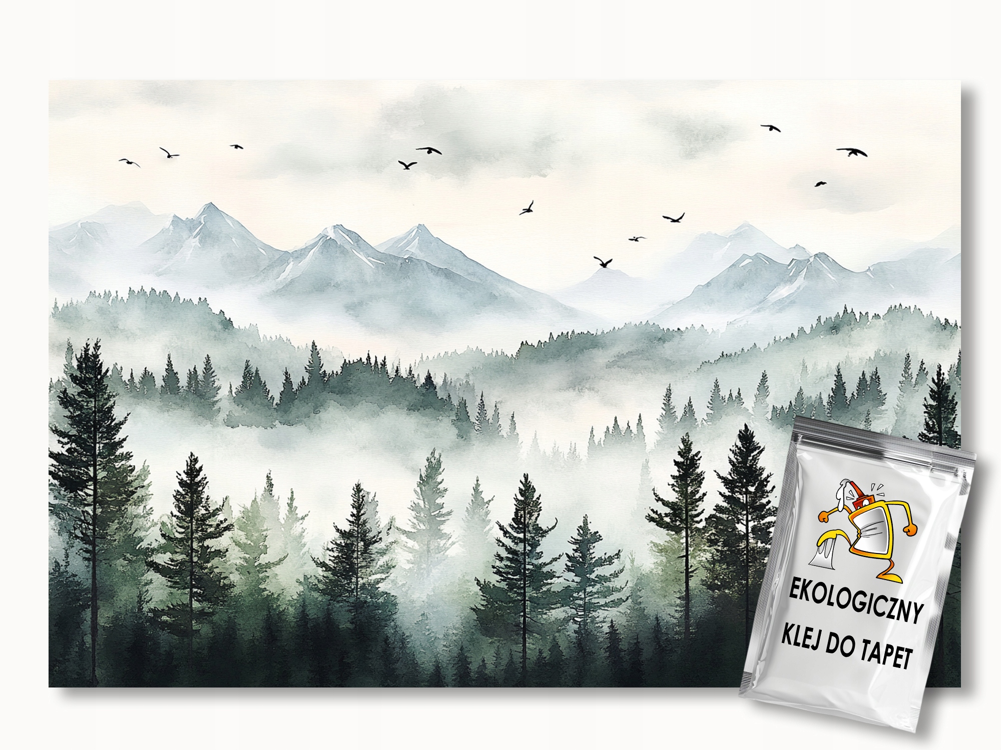 Fototapeta Flizelina Hory Vrcholy Les Stromy Mlha Ptáci 300x210 155g