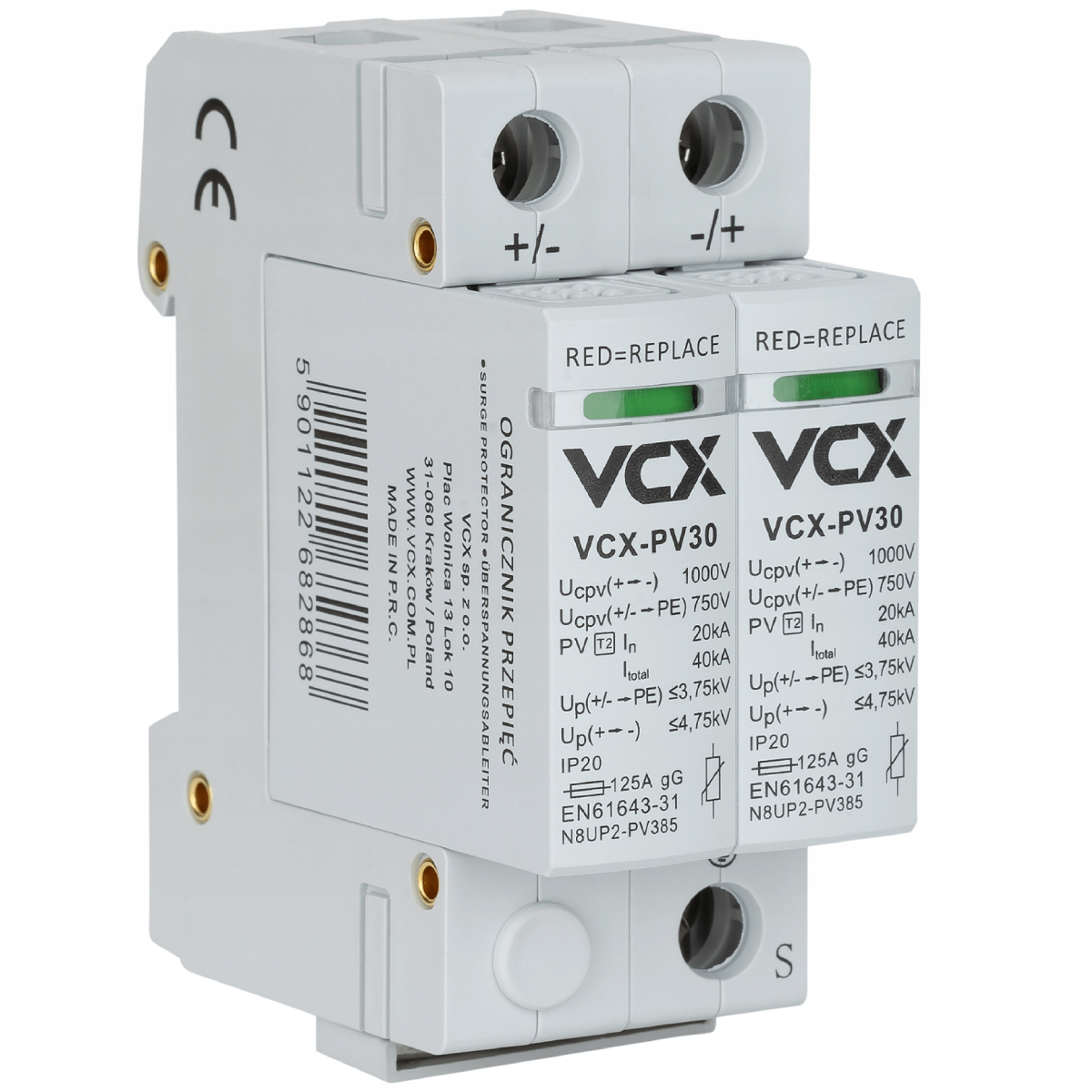 Omezovač Přepětí DC T2 2P 1000V 40kA VCX PV30 Fotovoltaika Pv