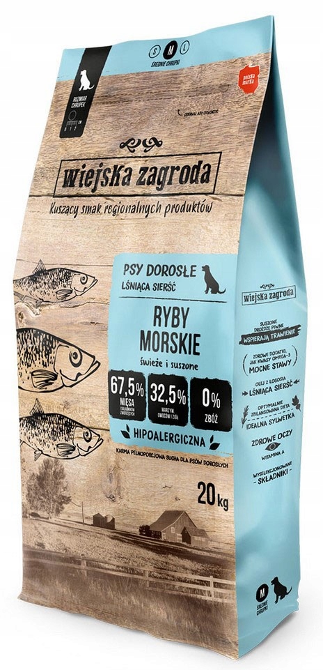Wiejska Zagroda Pies Ryby Morskie rozmiar chrupek M 20kg