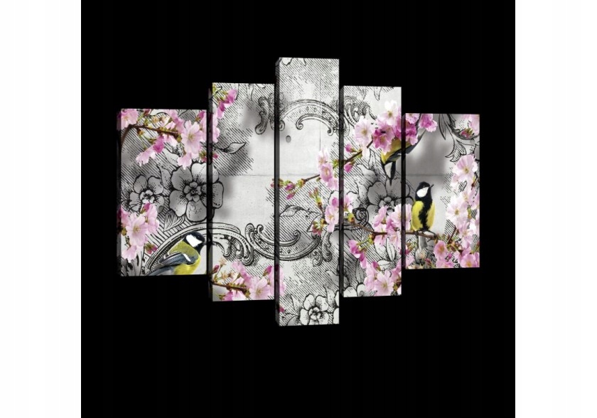 Obraz 170x100 Sakura kvitnutie vtáky jar príroda jemnosť pokoj