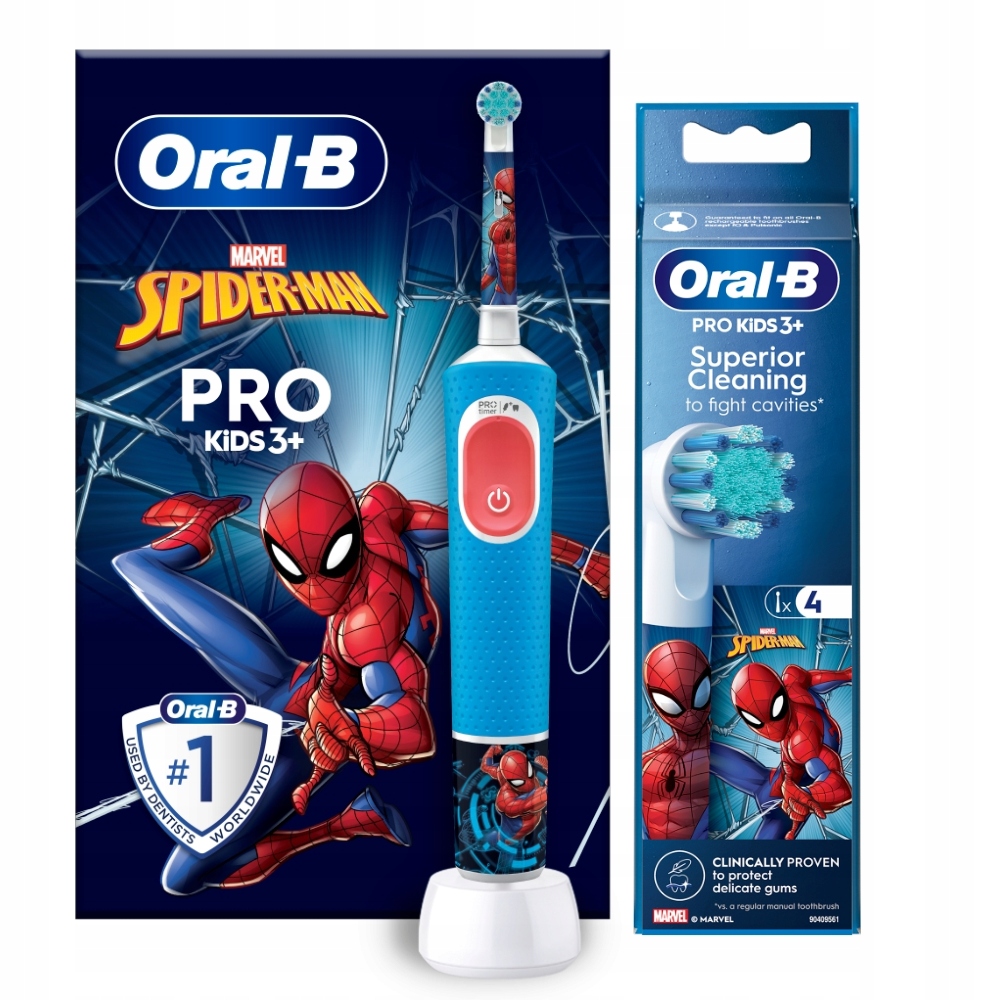 Oral-B Pro Kids Spider-Man Szczoteczka elektryczna zapas 4 sztuk końcówek