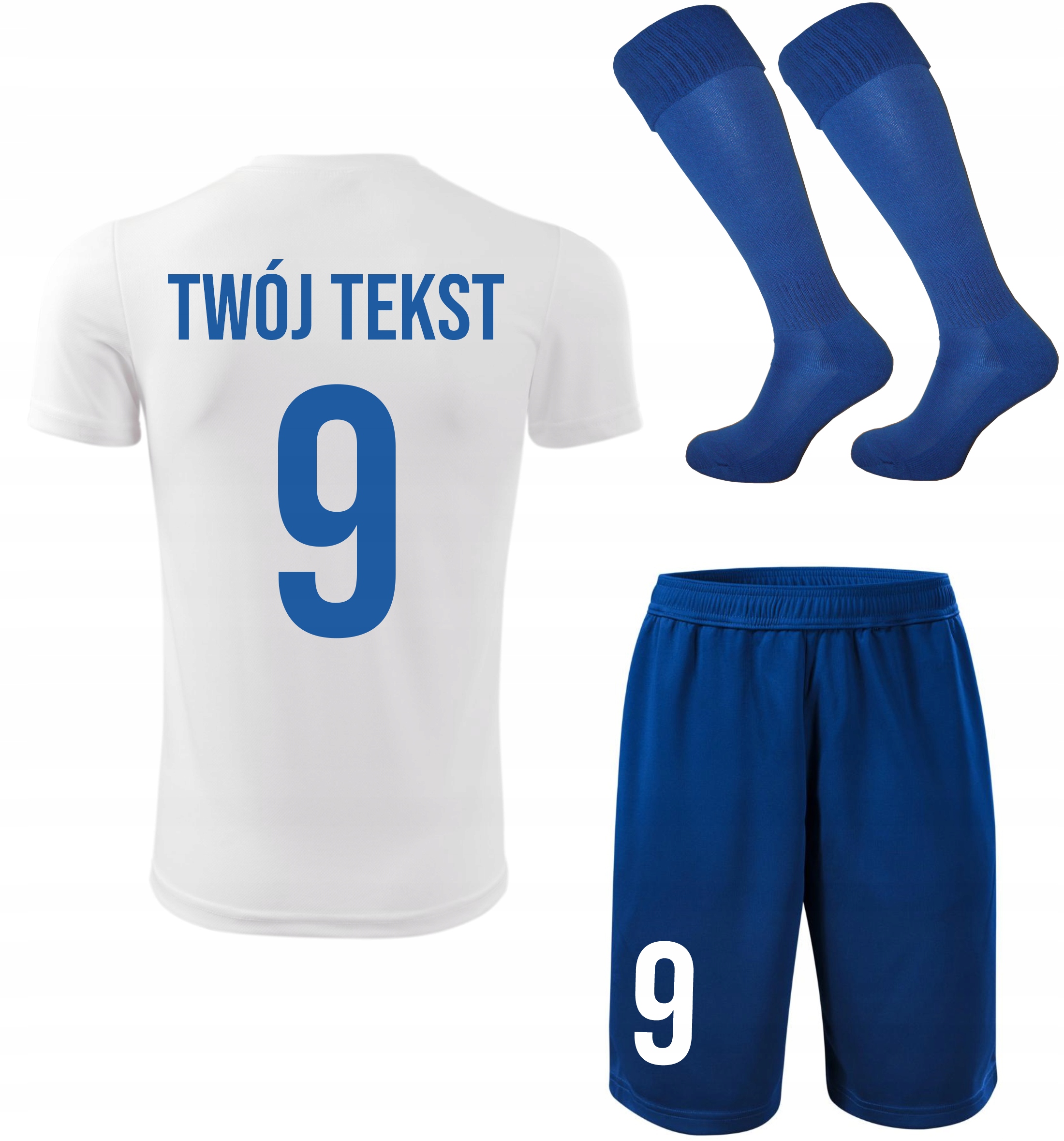 Strój piłkarski Własny Napis i Numer komplet sportowy Z Nadrukiem na Wf 146