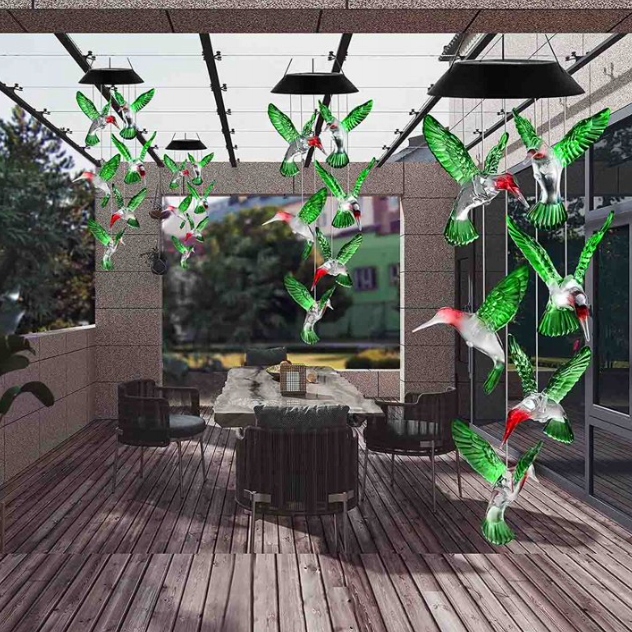 LAMPA SOLARNA OGRODOWA KOLIBRY OZDOBNA DEKORACJE Wysokość całkowita 70 cm