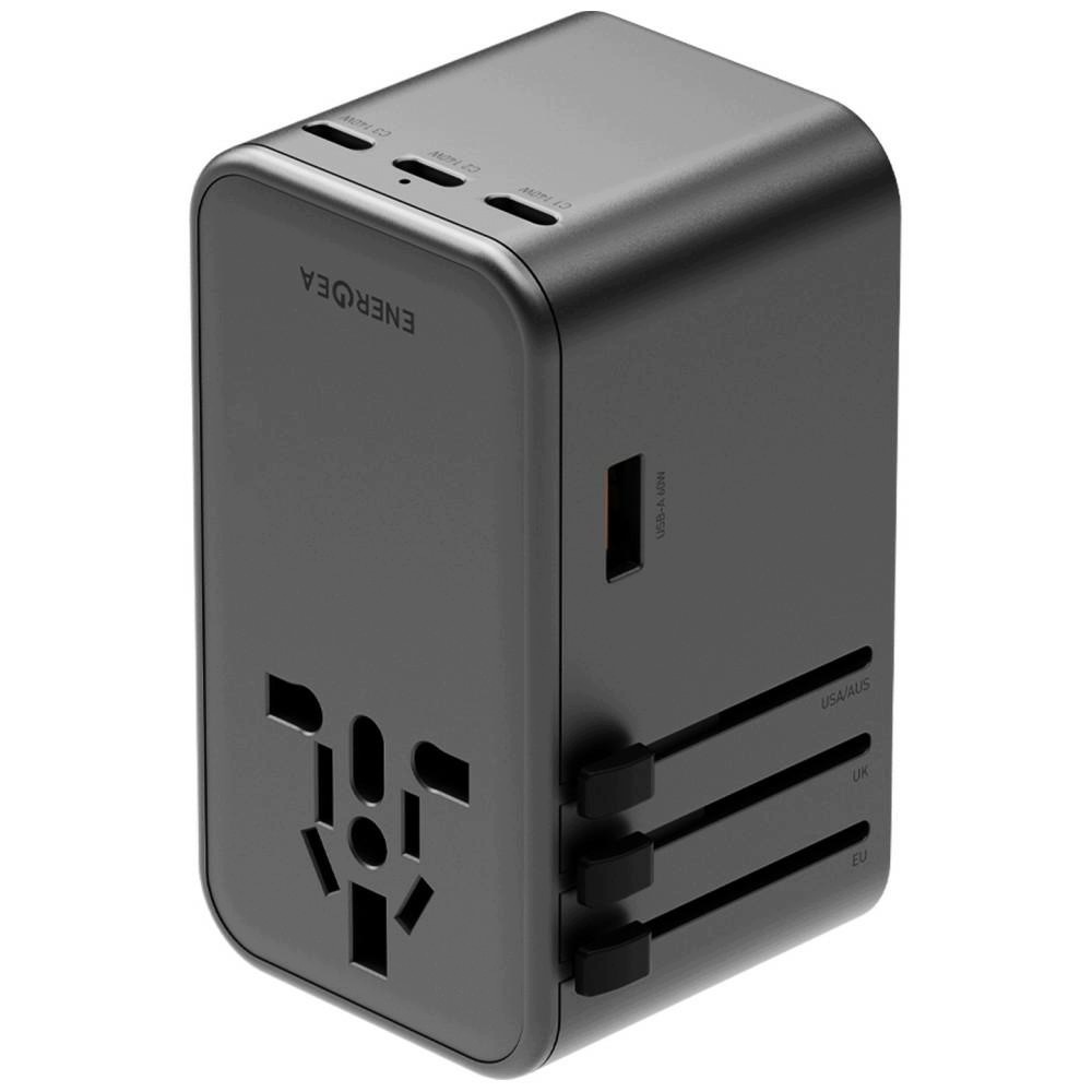 Síťová nabíječka Energea TravelWorld GaN 160W 3xUSB-C/USB-A gunmetal