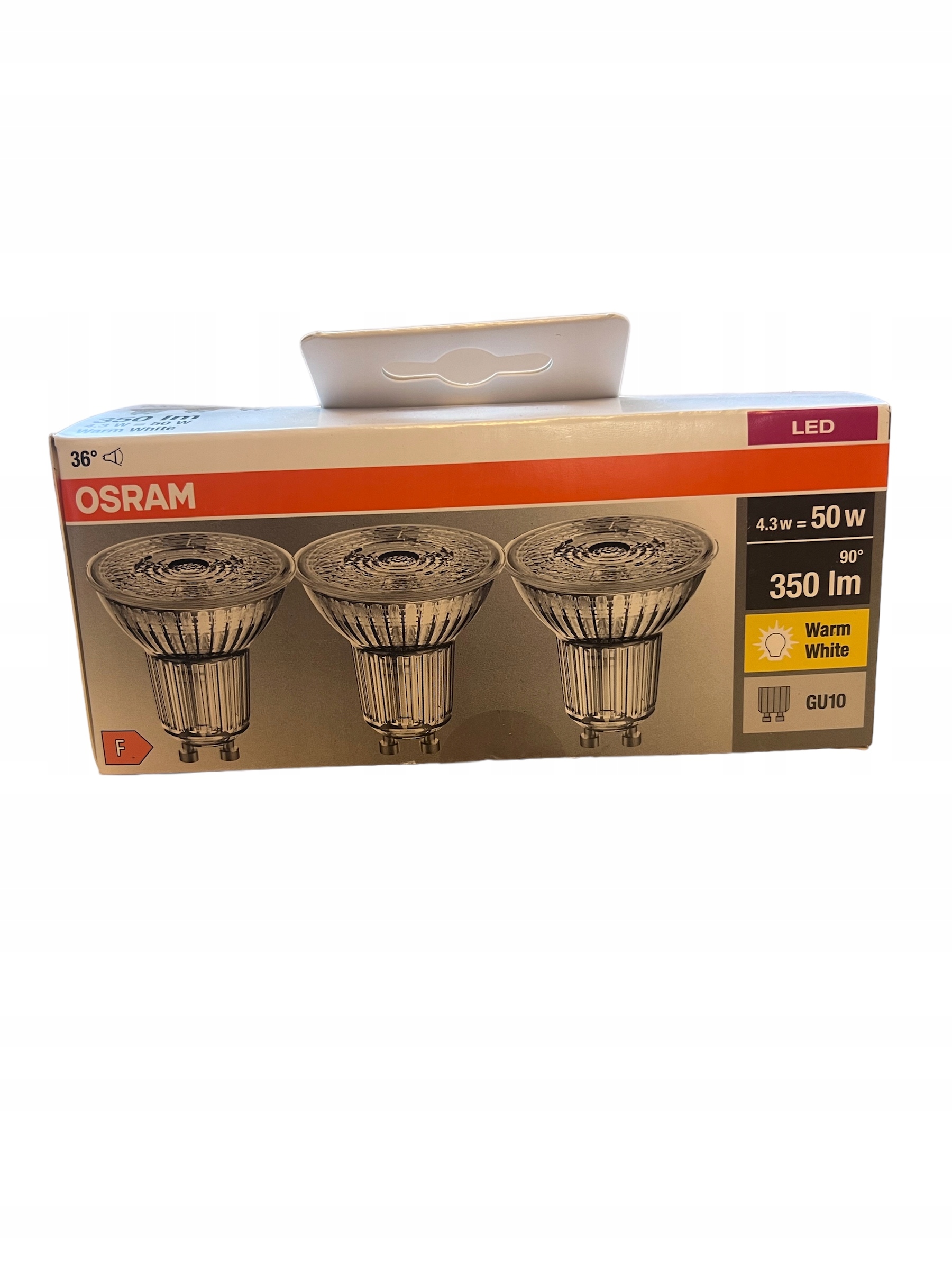 3x ŻARÓWKA OSRAM GU10 LED 4,3W=50W 350lm WARM WHITE CIEPŁY BIAŁY