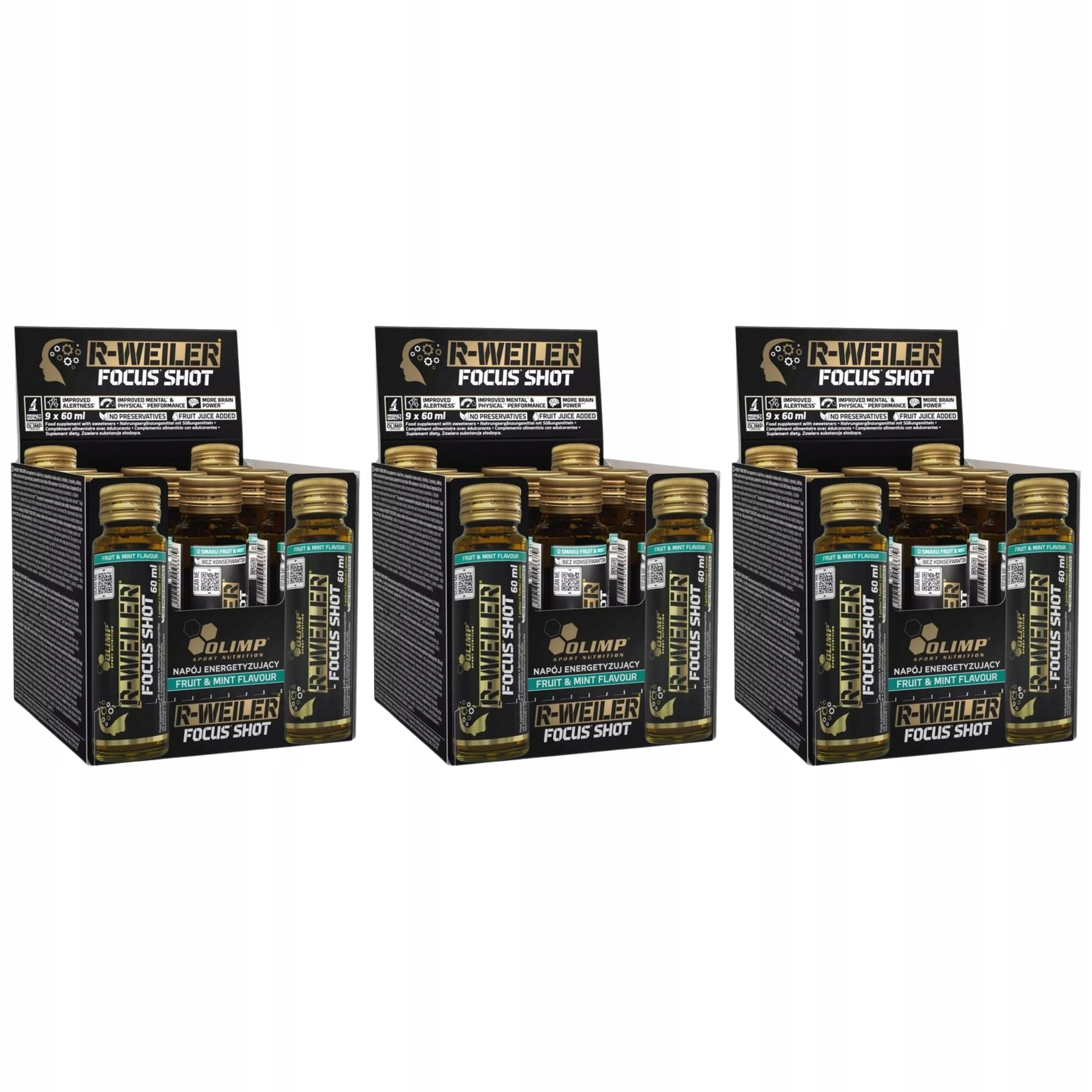 3x Předtréninkovka Olimp R-Weiler Focus Shot 9 ks Citrulin Kofein Tyroz