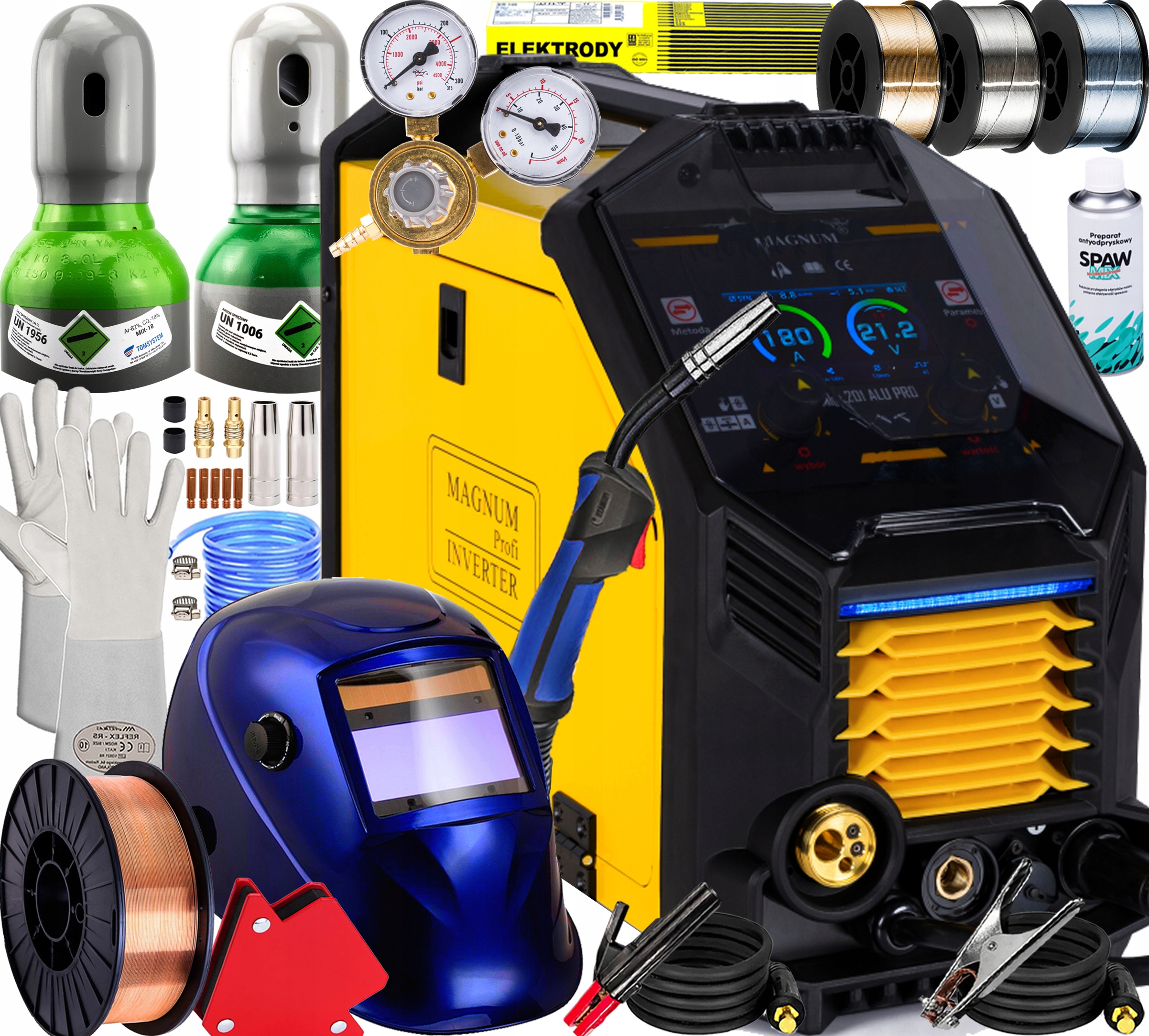 Svařovací Stroj Magnum Mig 201 Alu Pro Synergie 200A Tig Mma 230V Pulsní Hliník