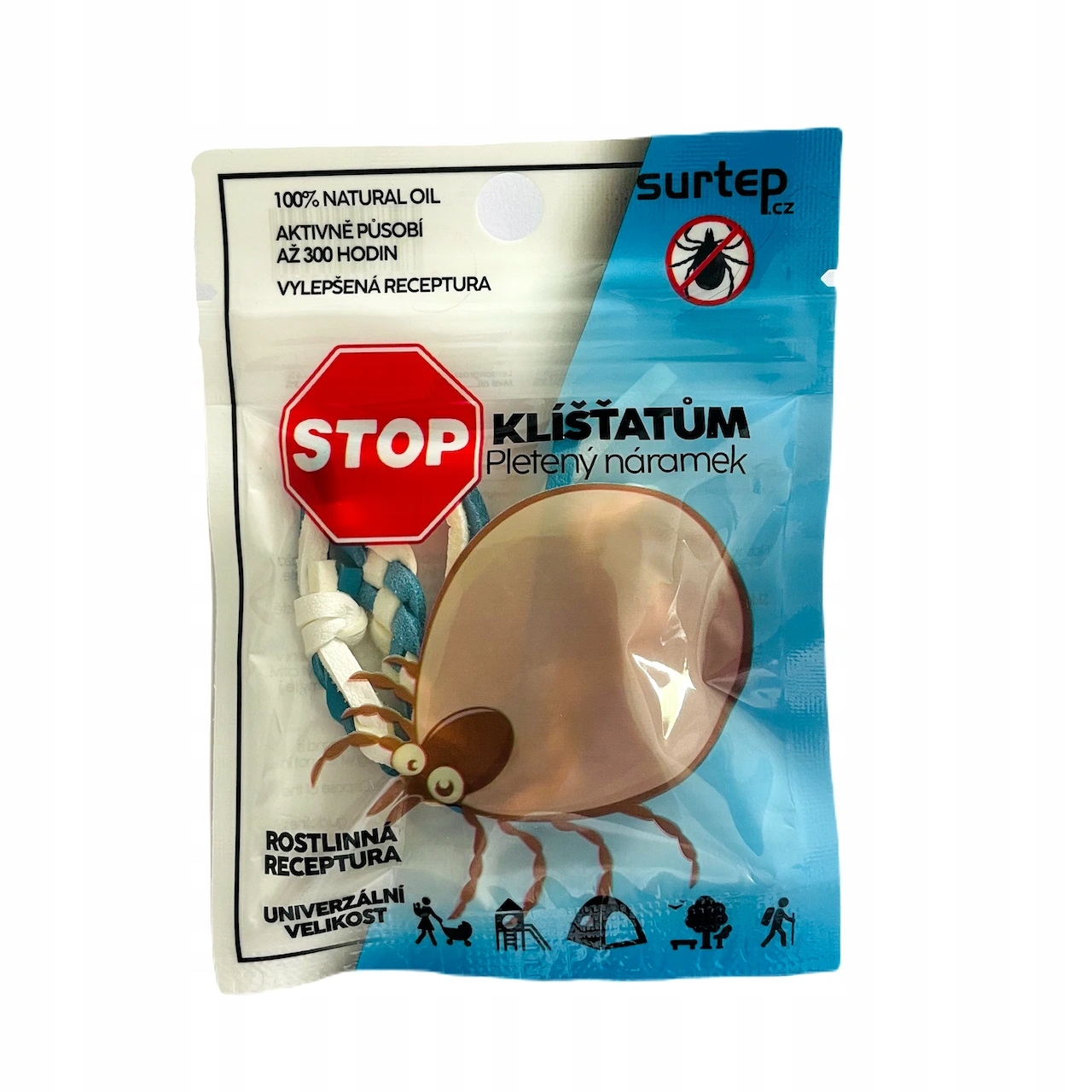 Stop klíšťatům pletený náramek 50 ks, mix barev