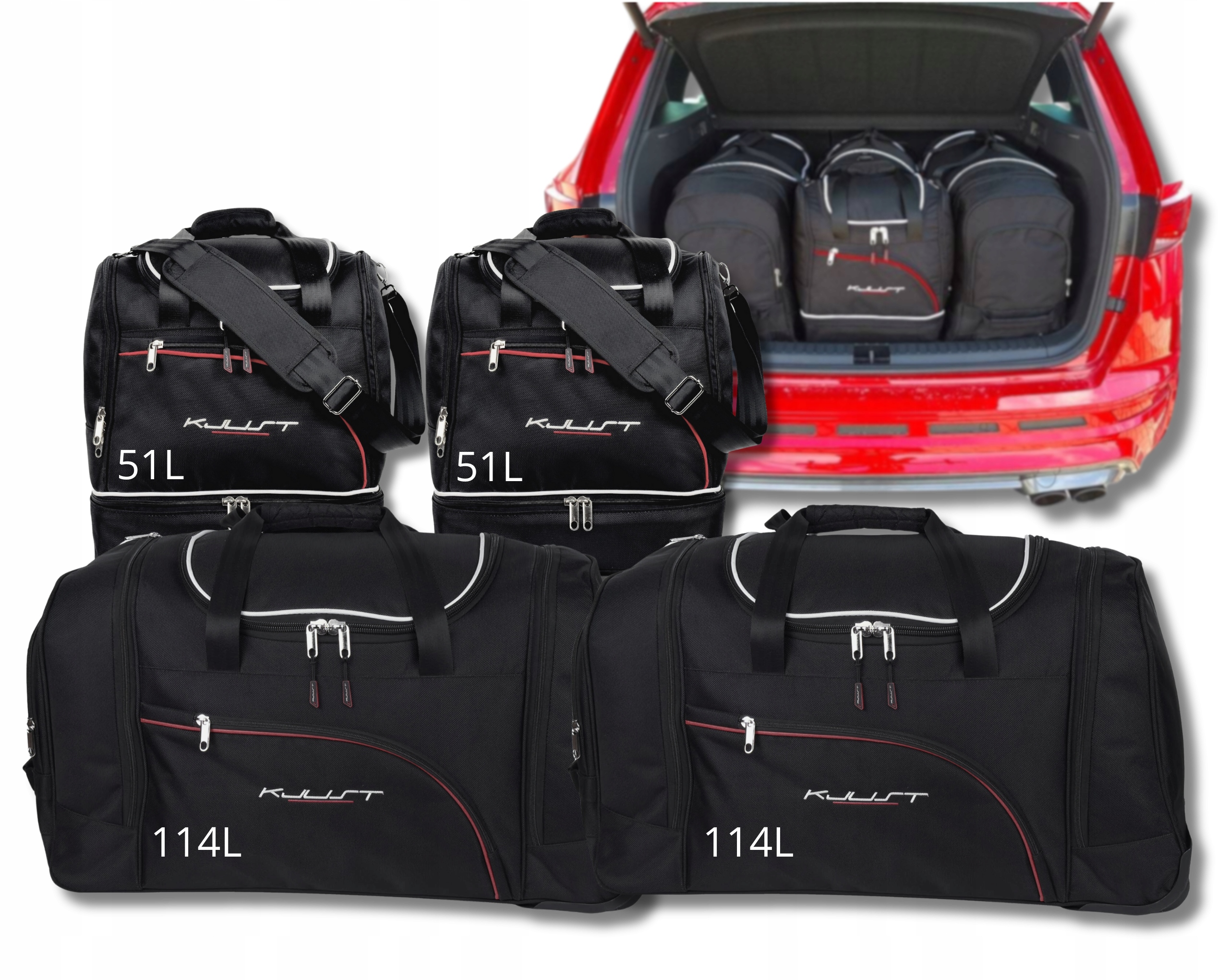 Sada kompletov tašiek Kjust do batožinového priestoru Cupra Ateca 2018+, 4 ks
