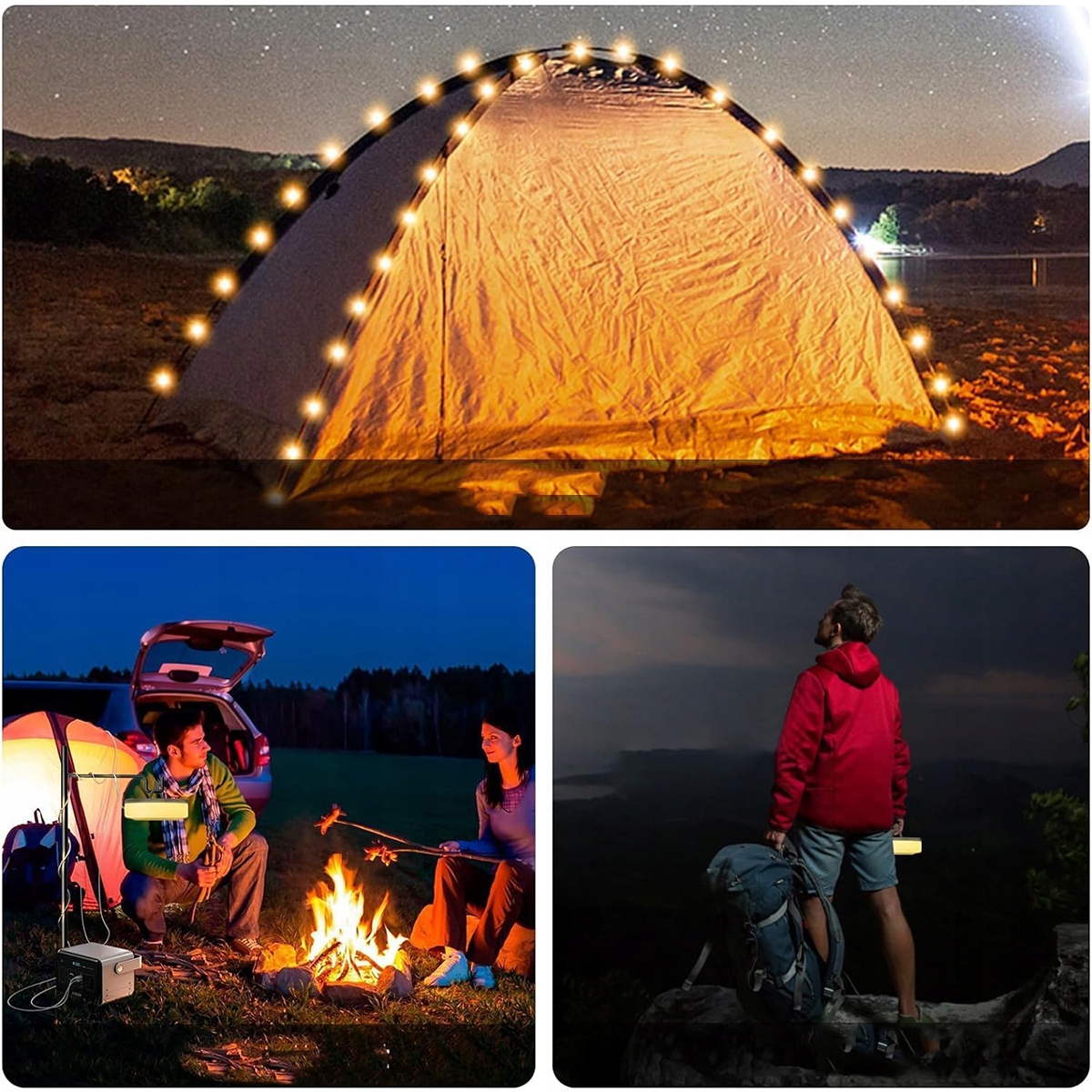 Lampa Kempingowa Biwakowa Akumulatorowa LED Girlanda Na Rolce 10m Ciepła Kolor dominujący biały