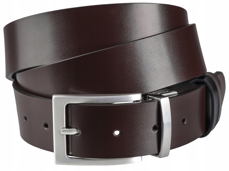 

2w1 Dwustronny Skórzany Pasek Męski Brązowy P3 95