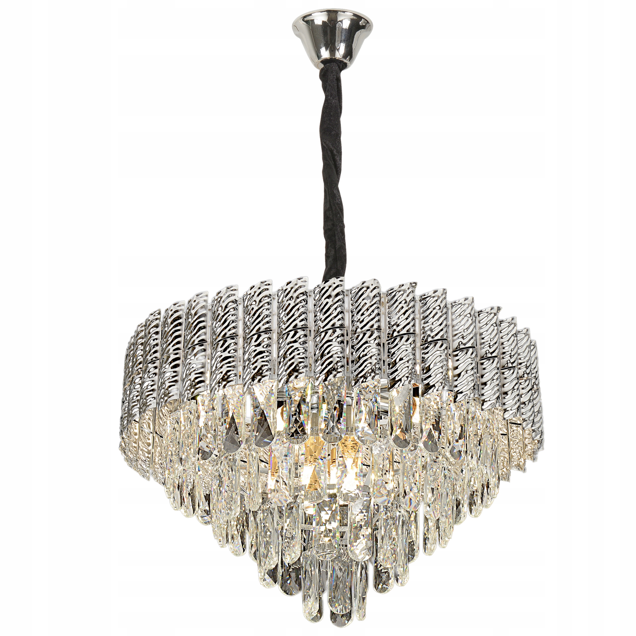 Krištáľový Luster Stropná Závesná Lampa Chróm E14 Glamour Obývacia Izba 50 CM