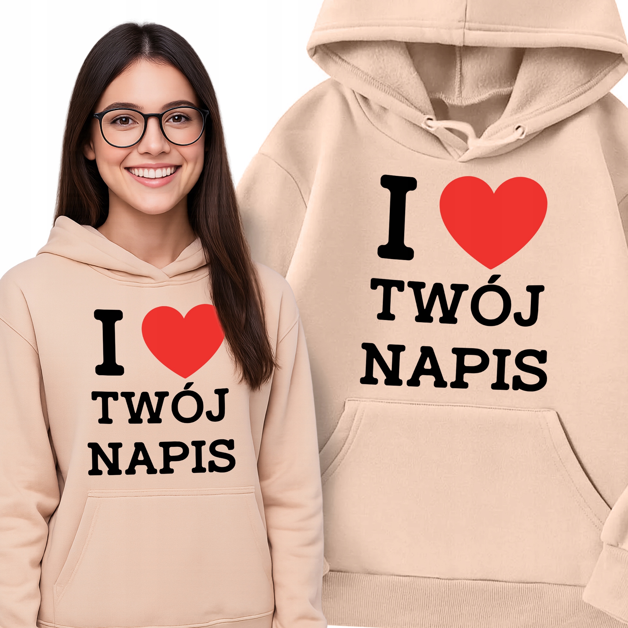 Mikina Peach Dámská Módní S Kapucí Stylová Dárek I Love Tvůj Nápis M