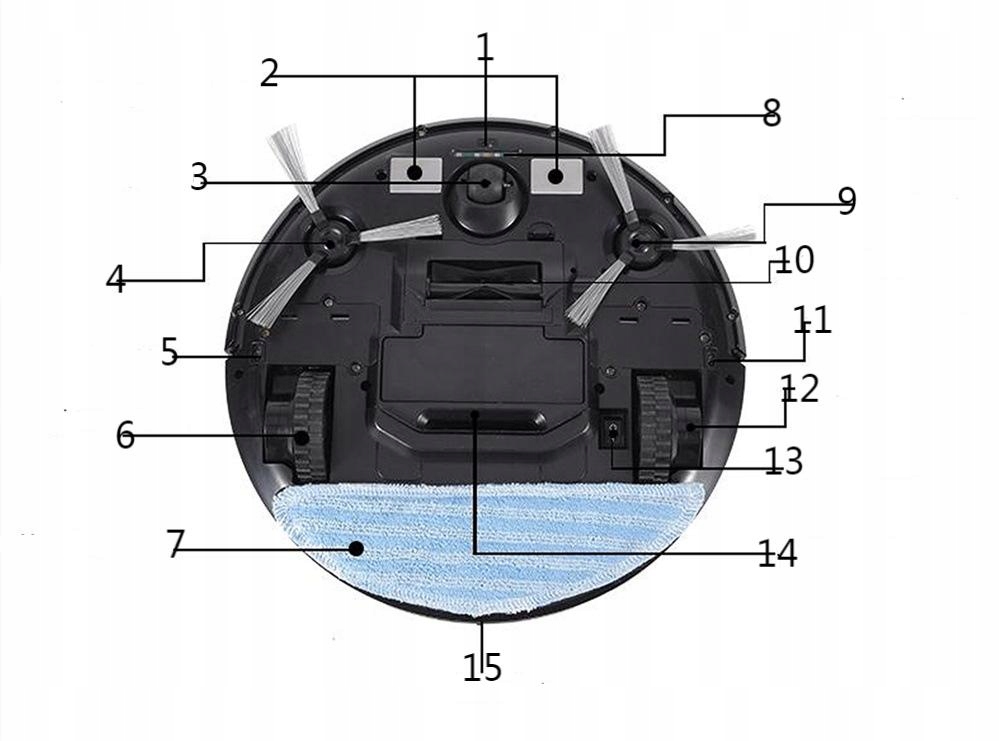 Automatyczny Robot Sprzątający Odkurza Myje Komunikacja wskaźnik ładowania wskaźnik stanu akumulatora
