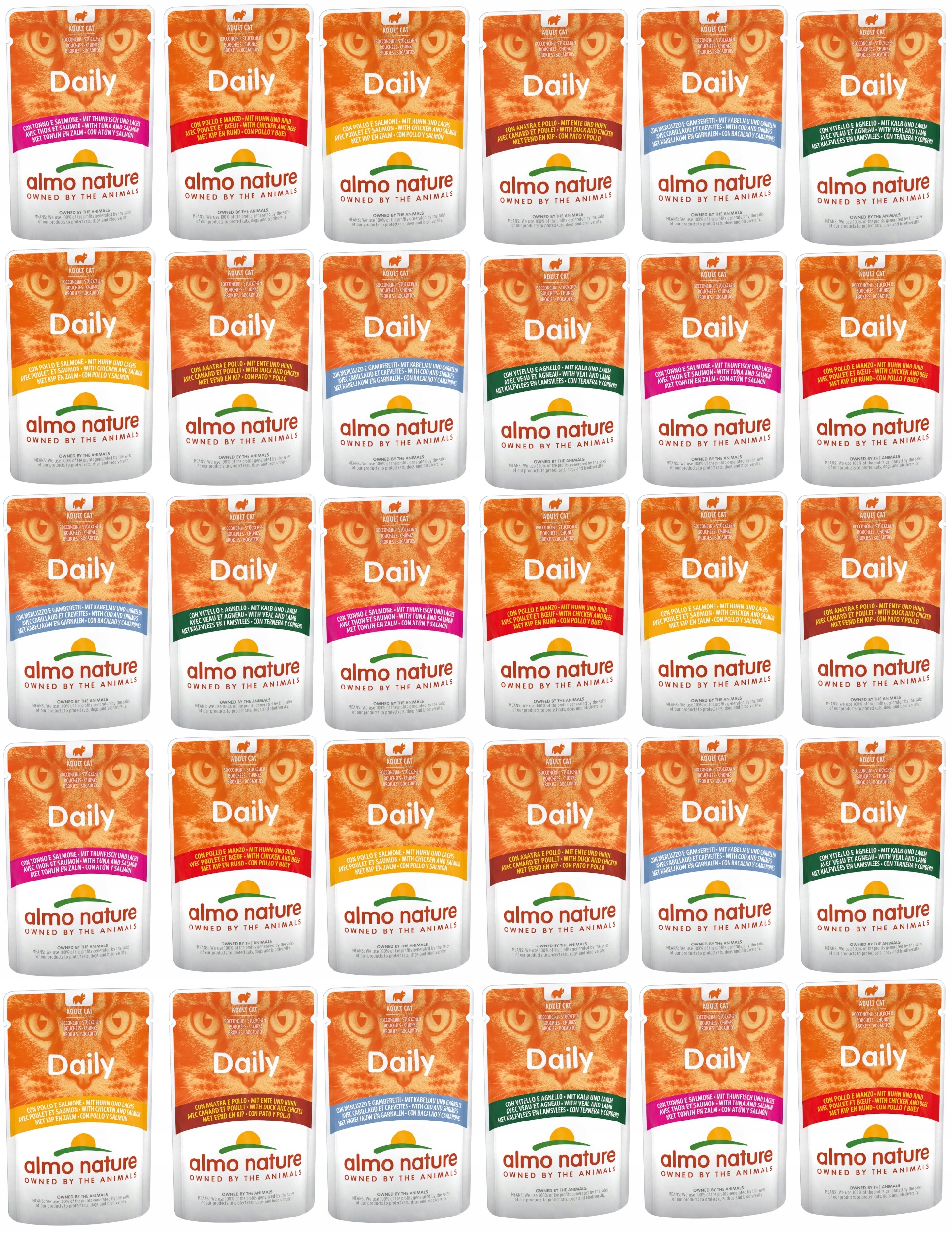 Karma mokra dla kota dorosłego Almo Nature Daily MIX Smaków saszet 30 x 70g