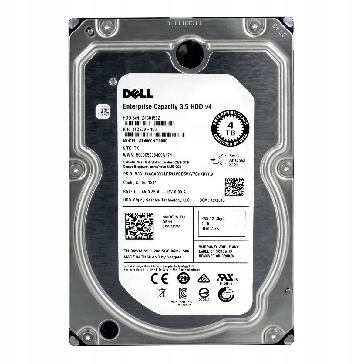 Dell 0XWM1W 4TB 7.2K 128MB SAS-3 3.5'' ST4000NM0005