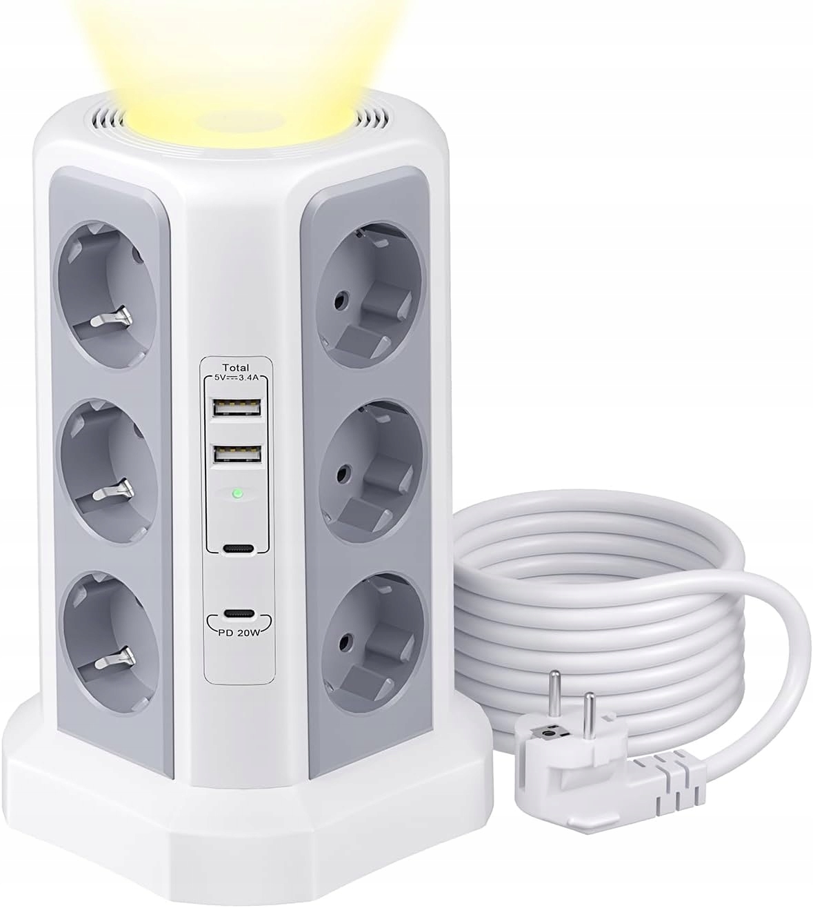 Zásuvková Lišta Kancelářská Passus Nabíjecí Stanice 4XUSB 12 Zásuvek Výkonná 18V1