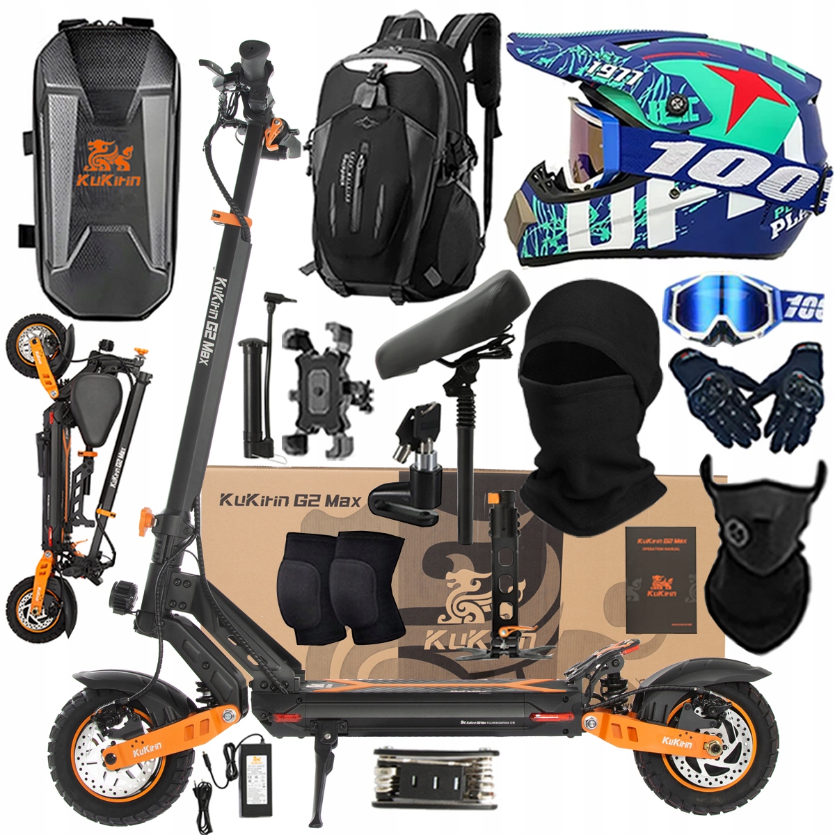 Kukirin G2 Max Skládací elektrické vozidlo 1200W 48V 20Ah 55KM/H Pl Dárek