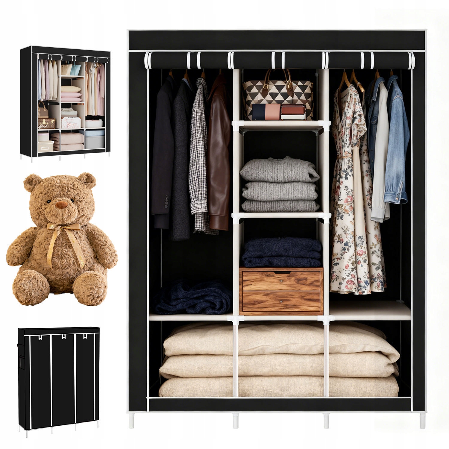 Velká Skříň Skládací Skříňka Na Oblečení Regál 1.7 M