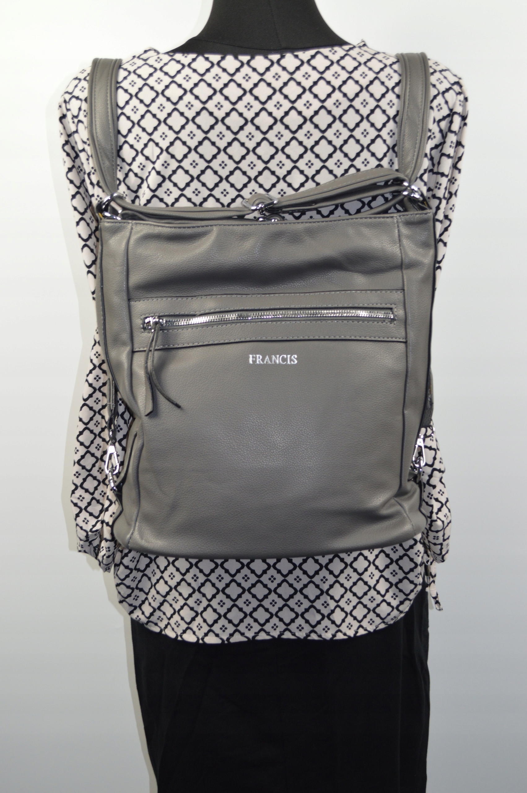 DUŻA POJEMNA TOREBKA DAMSKA LISTONOSZKA WOREK TORBO-PLECAK Wzór dominujący bez wzoru