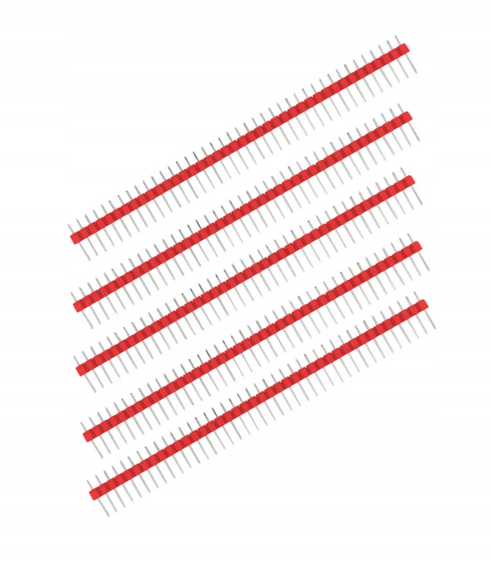 Zestaw 5 szt. listwy 40PIN (raster 2.54) czerwone
