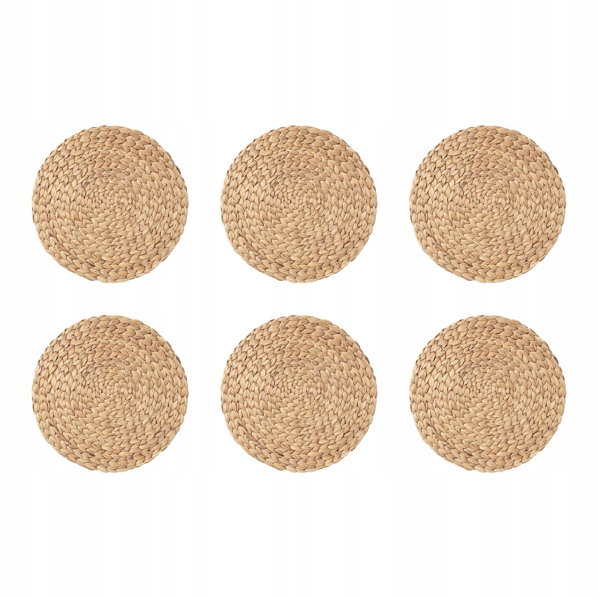 6 ks Podložka Soaré z vodního hyacintu 37 cm, ručně vyráběná