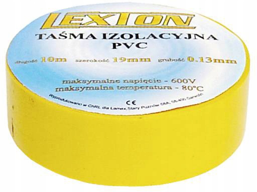 

Taśma izolacyjna Pvc wodoodporna żółta 19x10m