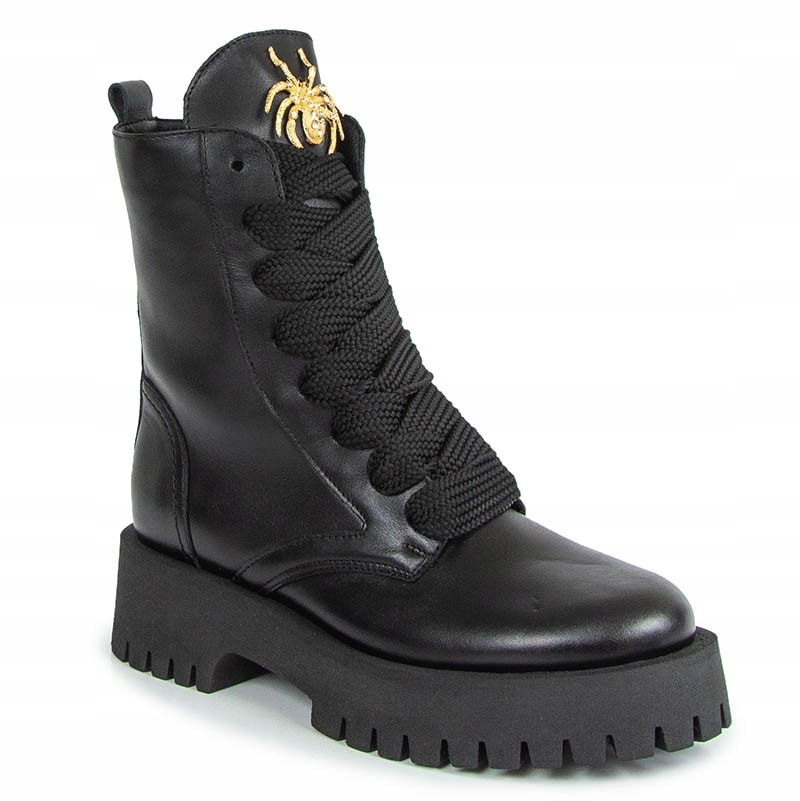 Chebello 4496 Černé Kožené Kotníkové Boty S Ozdobou 36