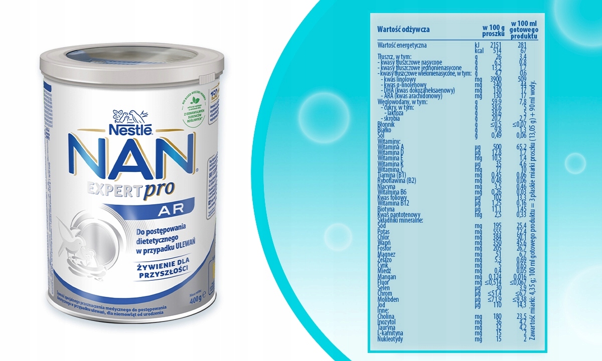 Nestle NAN EXPERT AR dla niemowląt 400 g EAN (GTIN) 29131136