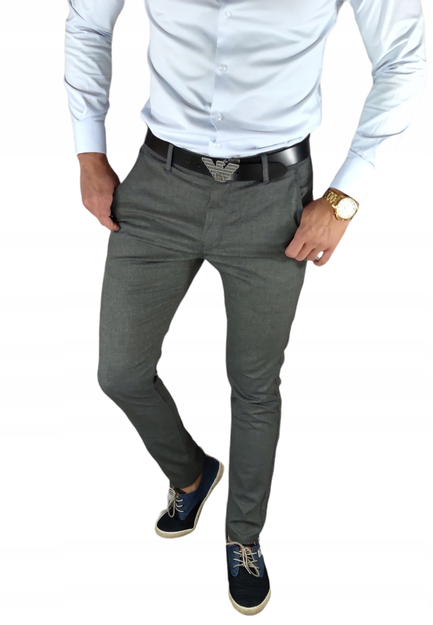 Spodnie Viadi Polo casual męskie Szare slim rozmiar 31