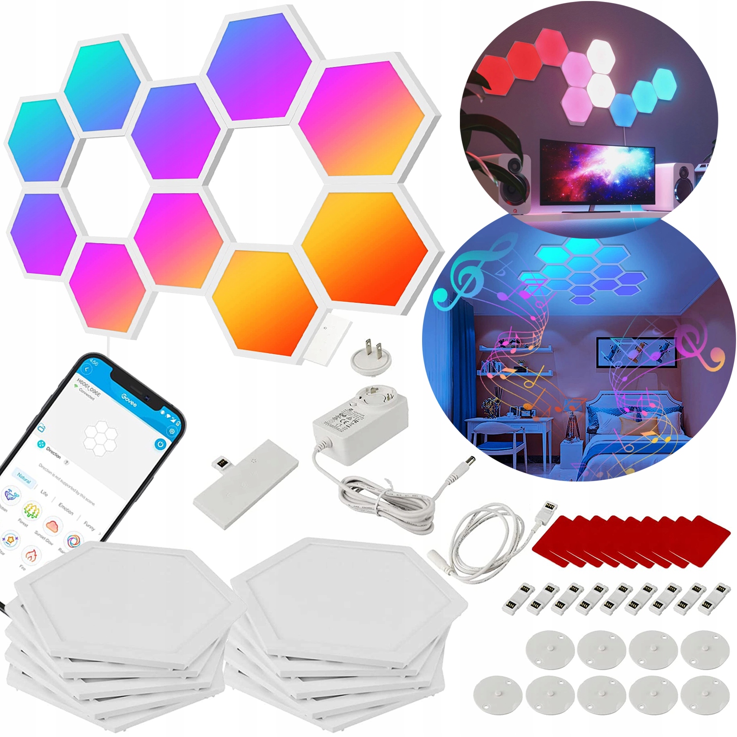 Inteligentné svetelné panely Govee H6061 Glide Hexa Led Rgbic