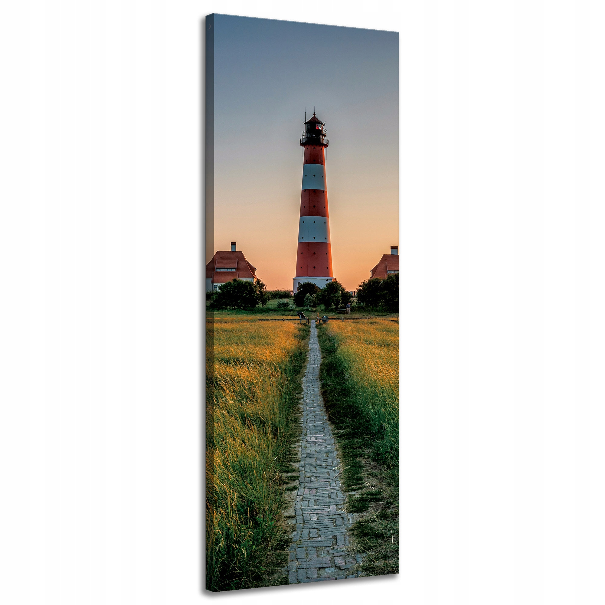 Obraz na plátně Městečko Maják Bílo-červený Západ Slunce 40x120 cm