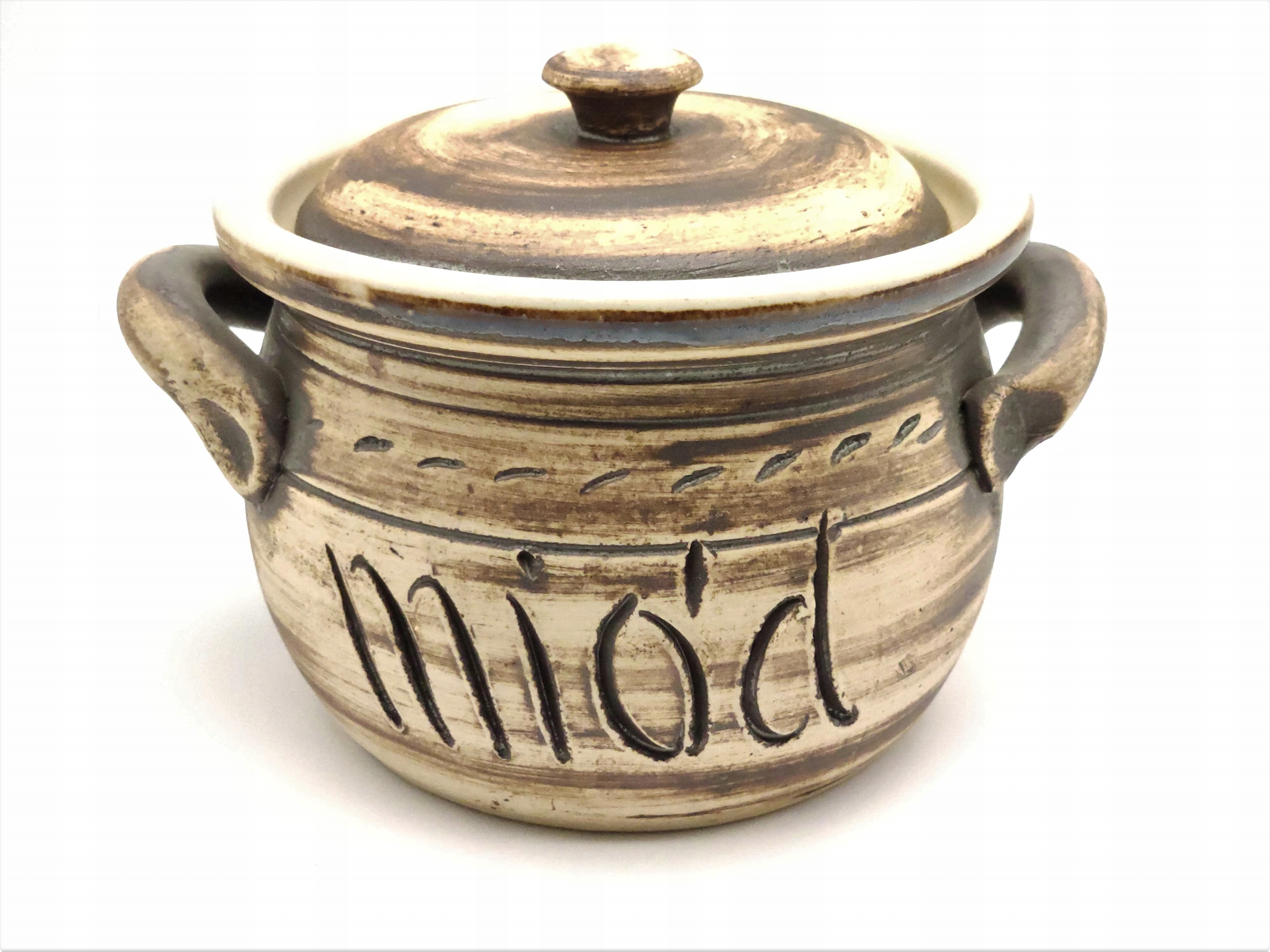 

garnek pojemnik na miód,kamionka, do zmywarki 0,6l