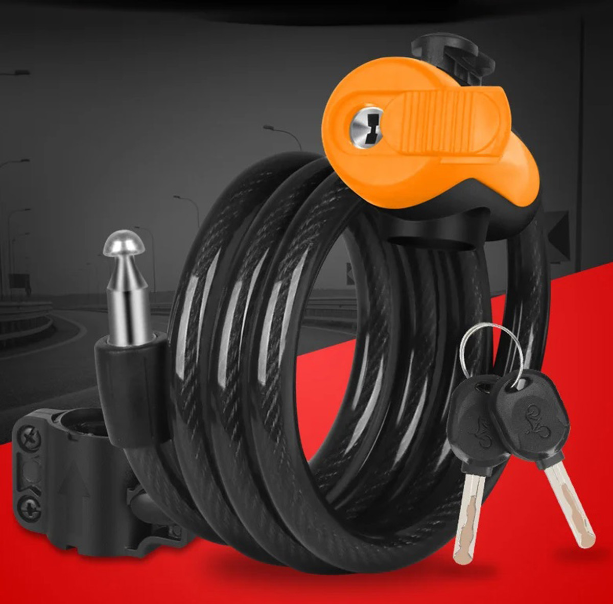 ZAPIĘCIE DO ROWERU BLOKADA ROWEROWA LINKA ŁAŃCUCH NA KLUCZYK 100CM RW36 Marka Aptel