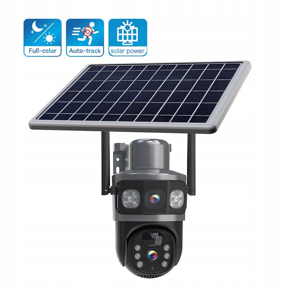 Vonkajšia solárna kamera 4K 6MP 2 objektívy, Sim karta WiFi/4G Lte