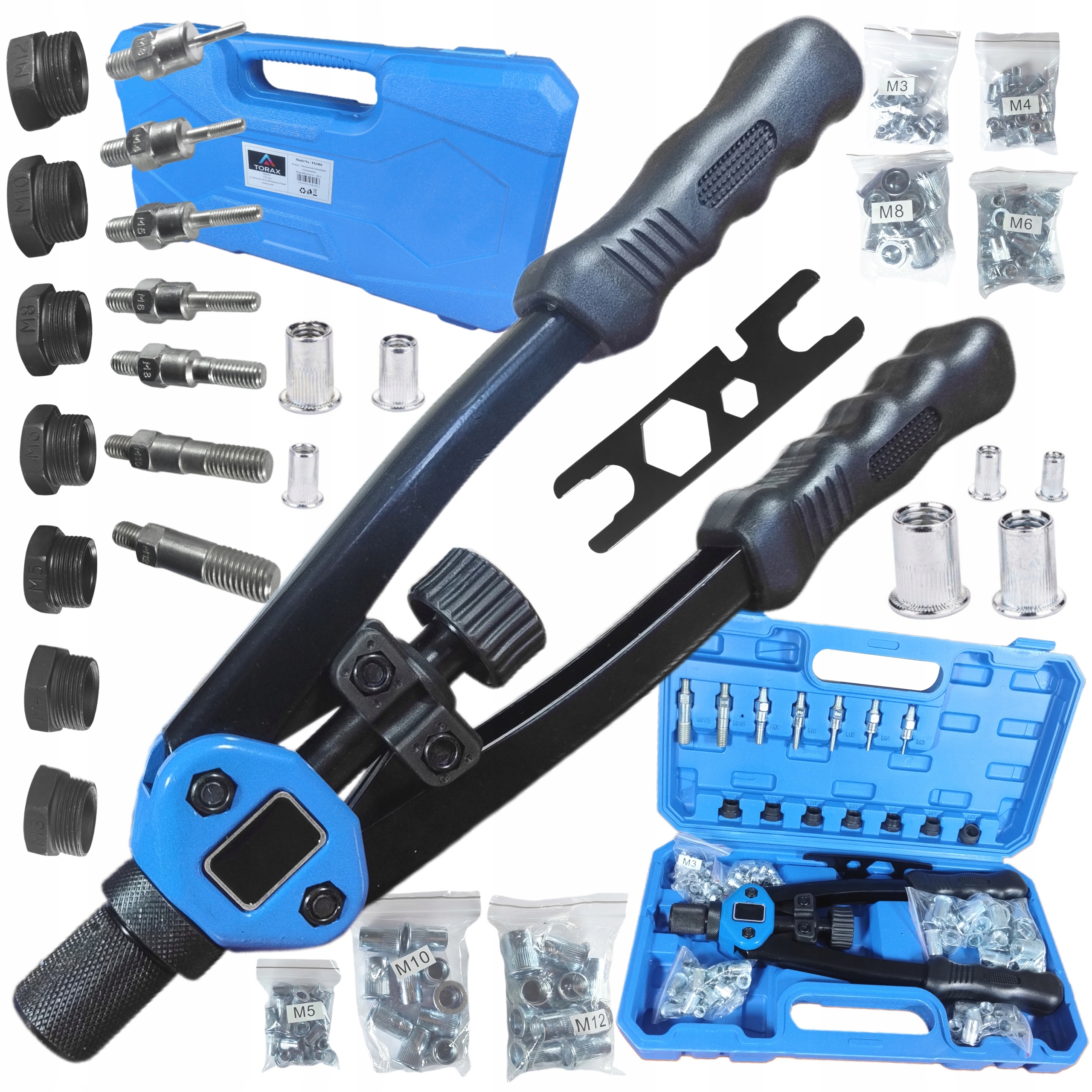 Ruční Nýtovač Pro Nýtovací Matice M3-M12 Sada 127 Přepravní Kufr