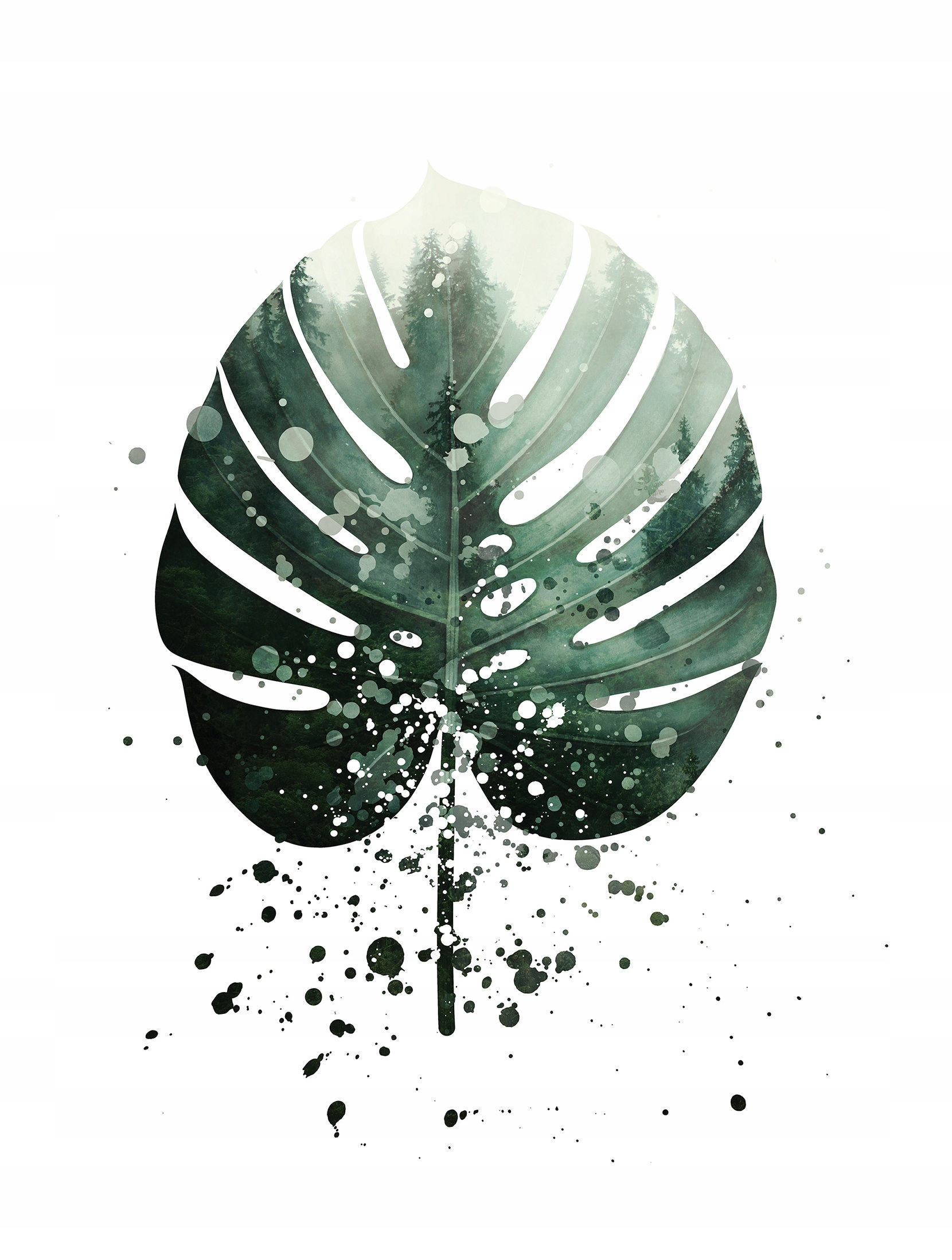 Vliesová fototapeta Monstera Les v mlze Akvarel 206x275 lepidlo