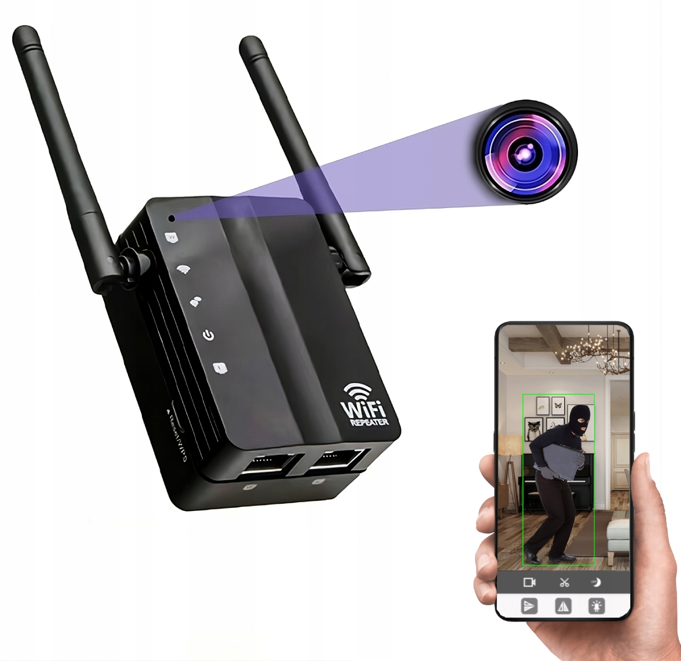 Skrytá Wifi Kamera Opakovač Sítě Živý Náhled MK-WE27