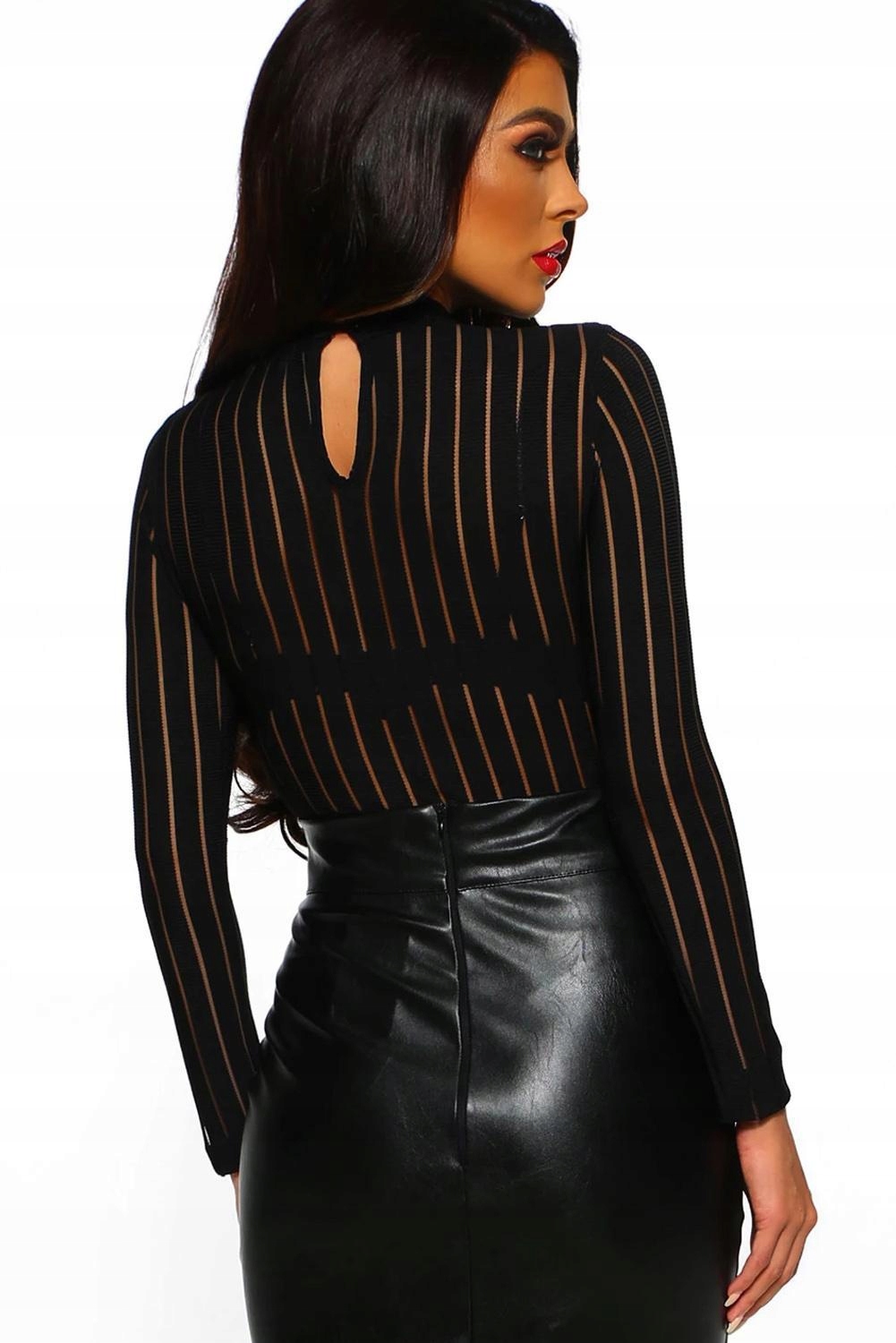 BODY Czarne W Prążki Długi Rękaw Półgolf roz. M Marka Inna marka